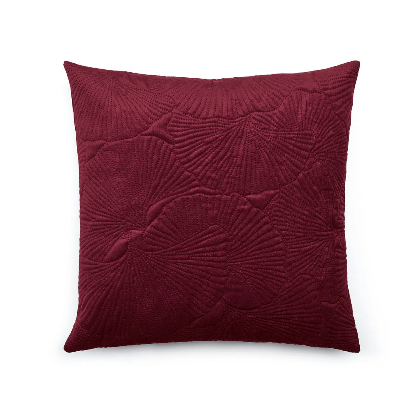 Housse De Coussin Fleur Ciselé - Bordeaux - Uni - Image 4