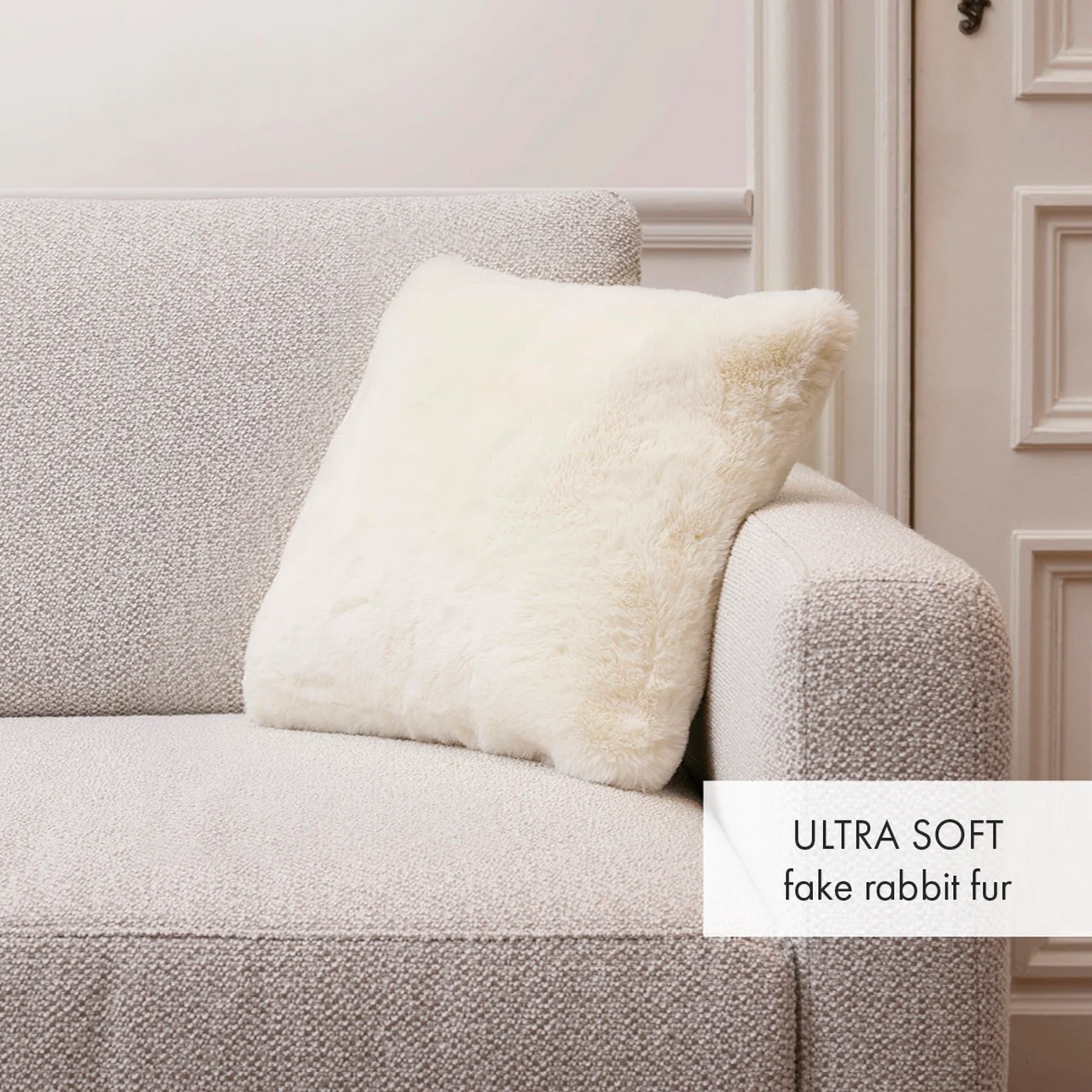 Housse De Coussin Imitation Fourrure - Blanc - Uni - Image 3