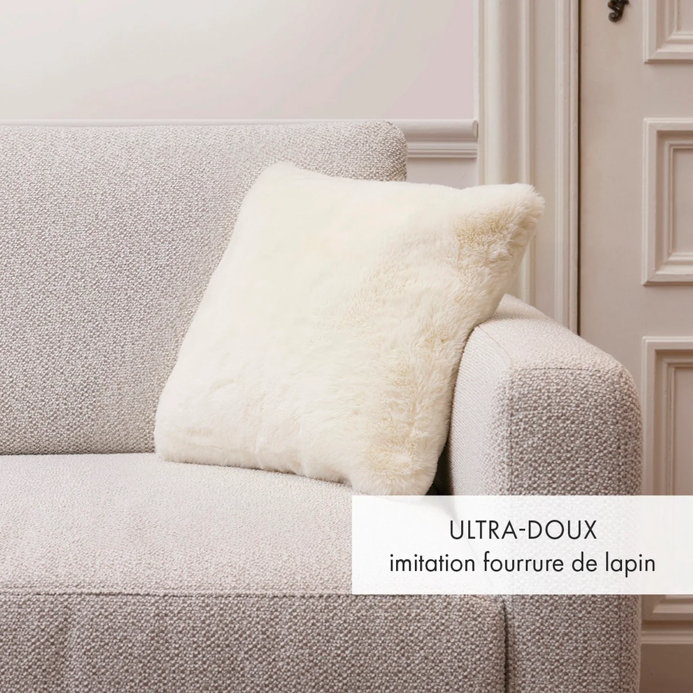 Housse De Coussin Imitation Fourrure - Blanc - Uni - Image 4
