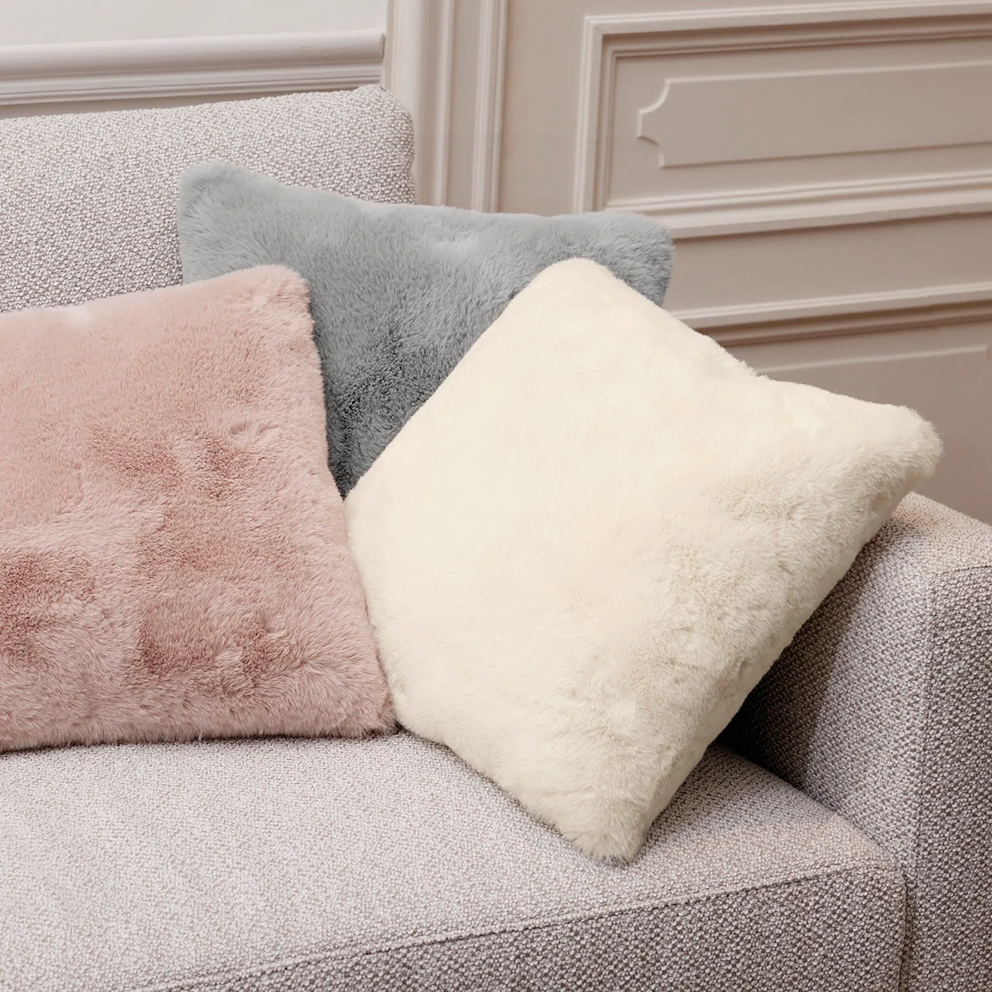 Housse De Coussin Imitation Fourrure - Blanc - Uni - Image 5