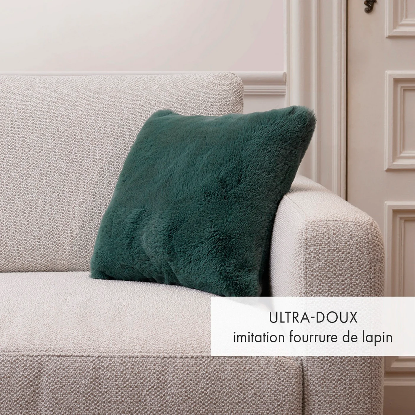 Housse De Coussin Imitation Fourrure - Vert - Uni - Image 2