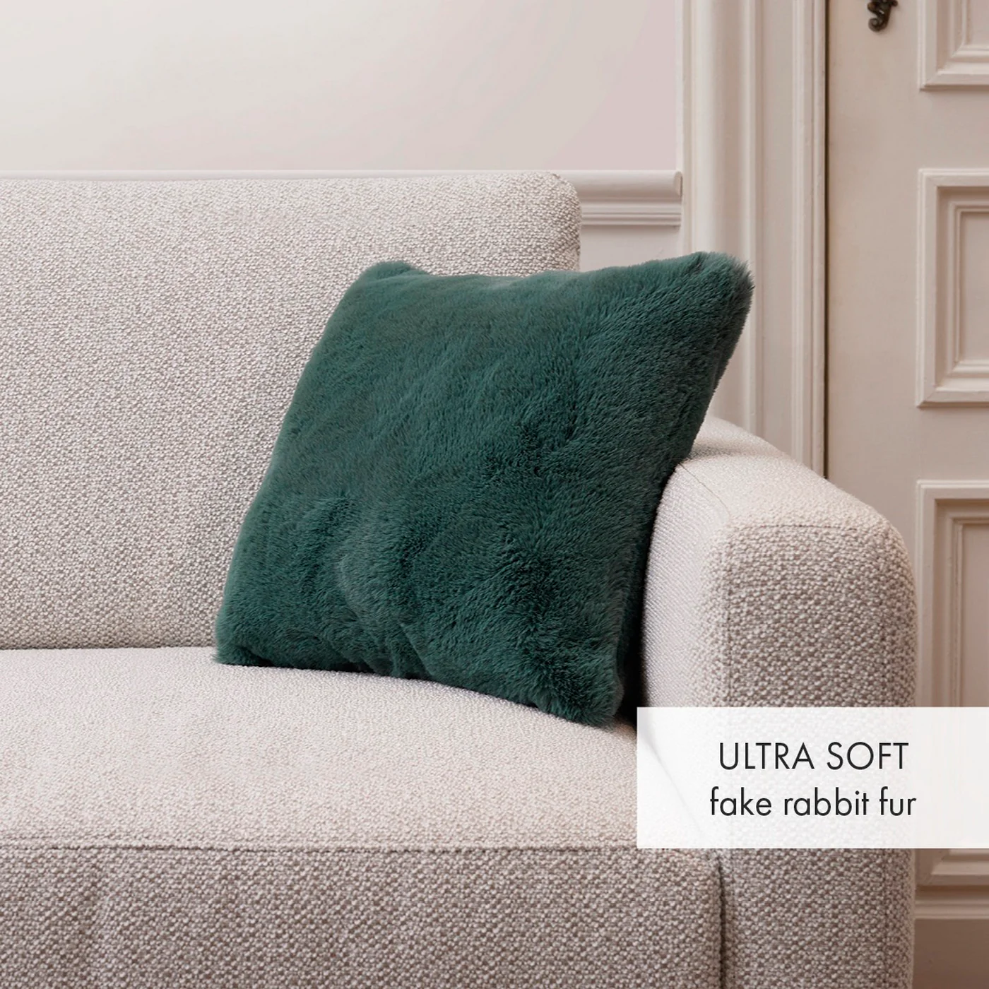 Housse De Coussin Imitation Fourrure - Vert - Uni - Image 3