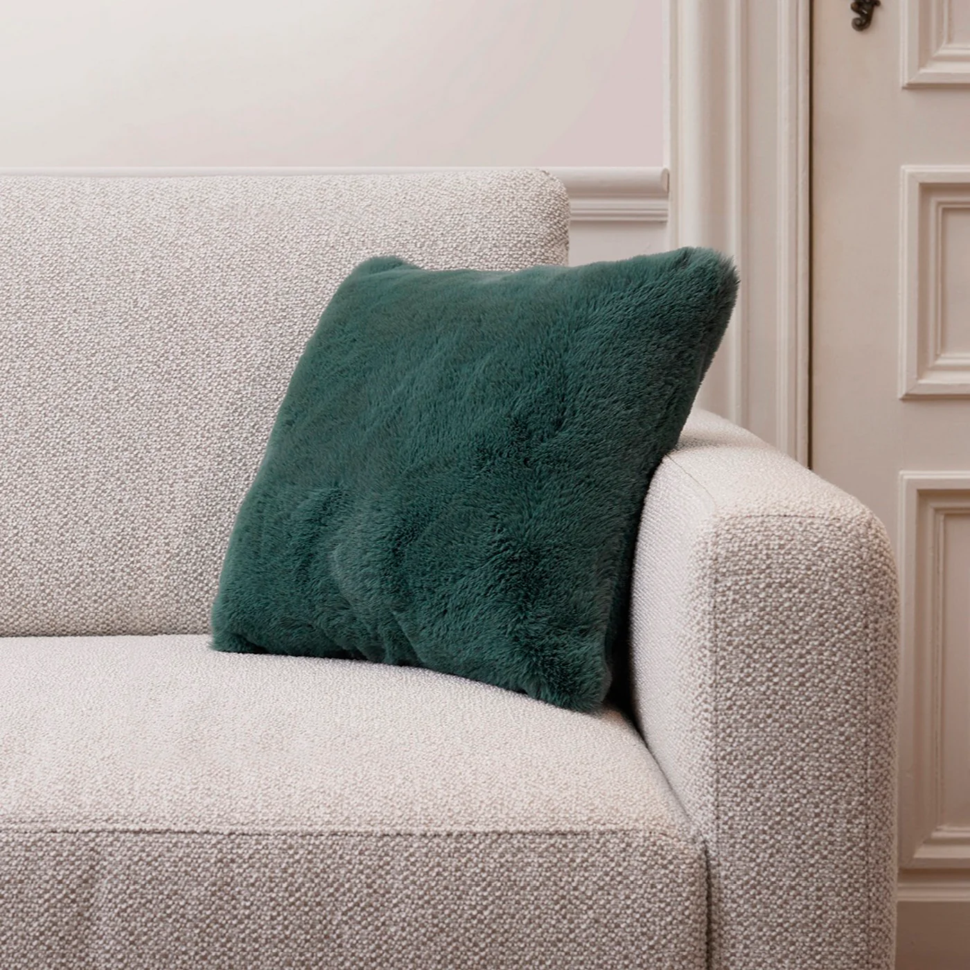 Housse De Coussin Imitation Fourrure - Vert - Uni - Image 4