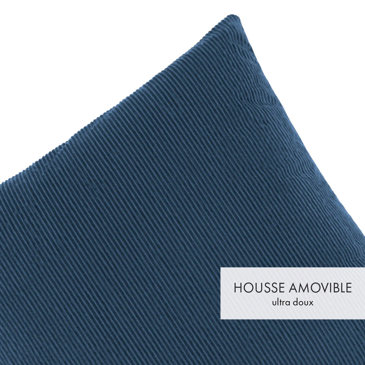 Housse De Coussin Velours Côtelé - Bleu - Uni - Image 3