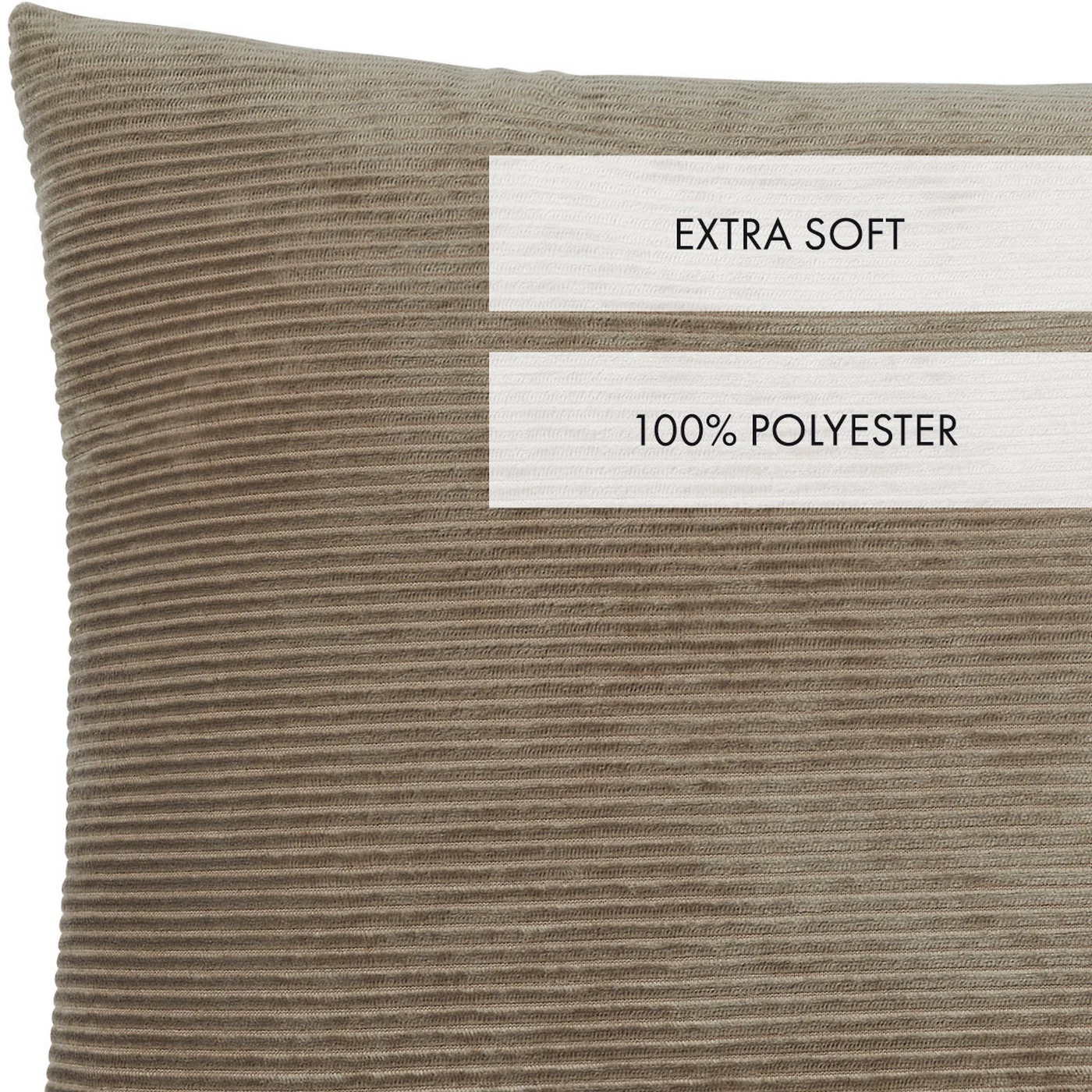 Housse De Coussin Velours Côtelé - Taupe - Uni - Image 3