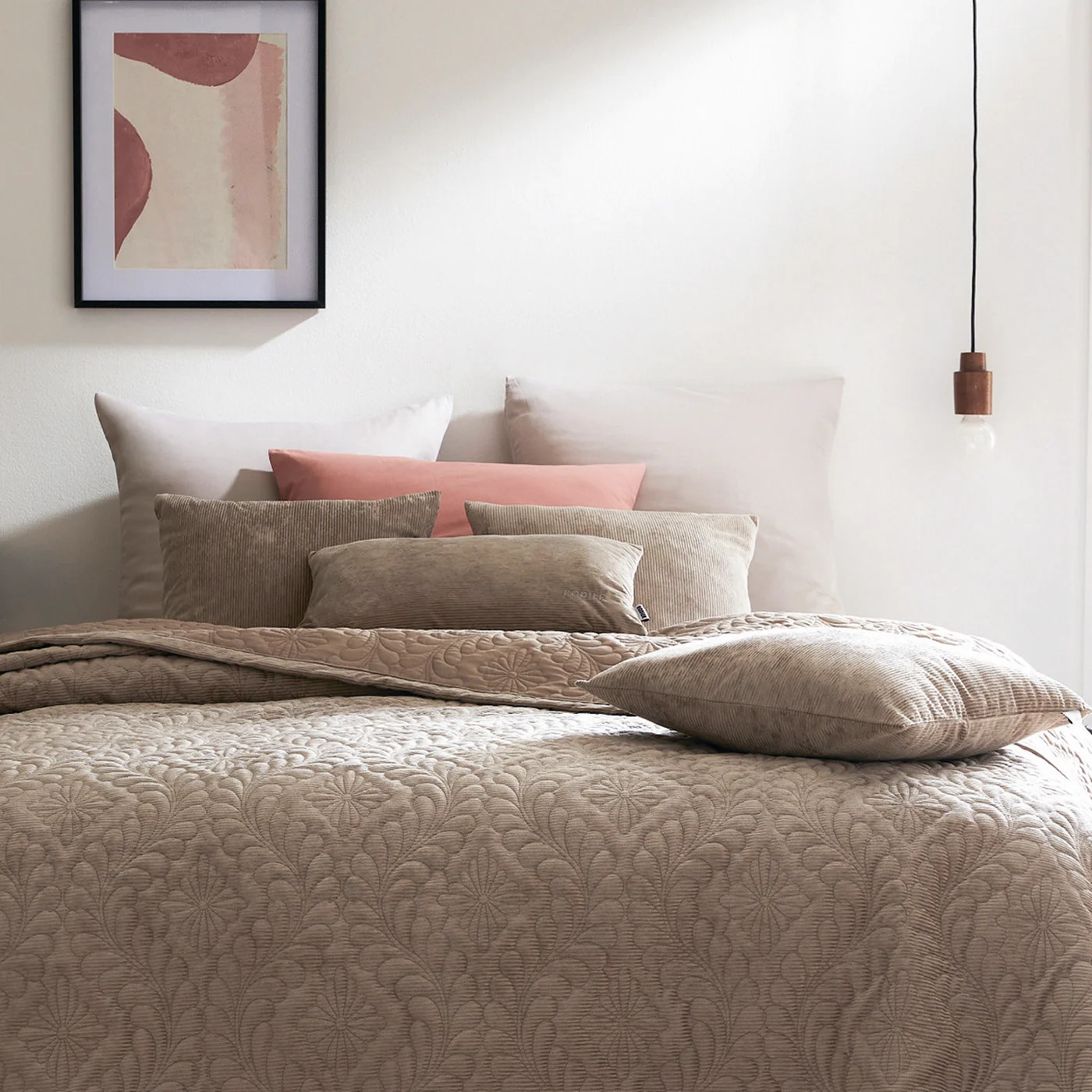 Housse De Coussin Velours Côtelé - Taupe - Uni - Image 6