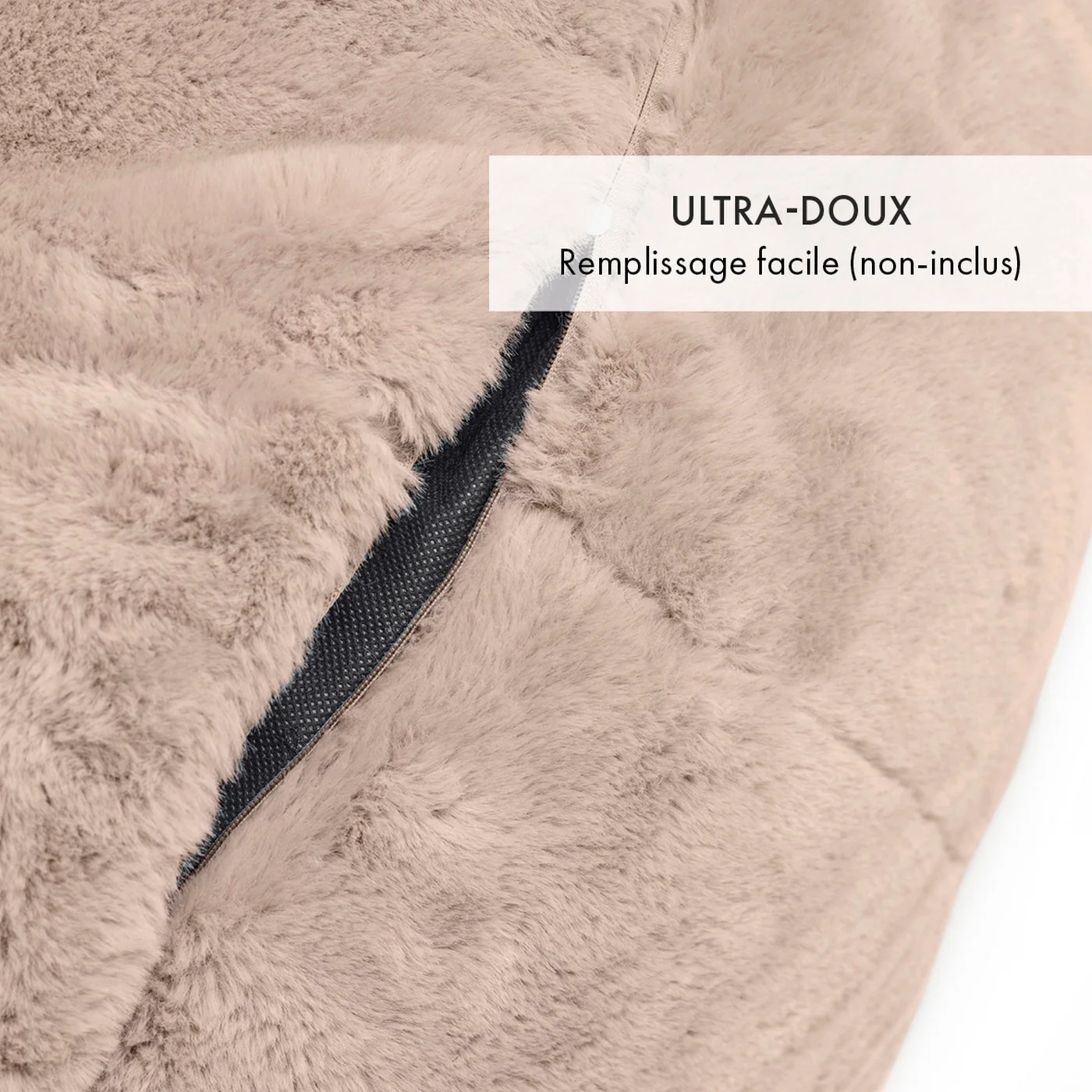 Housse De Pouf Imitation Fourrure - Beige - Uni - Image 2