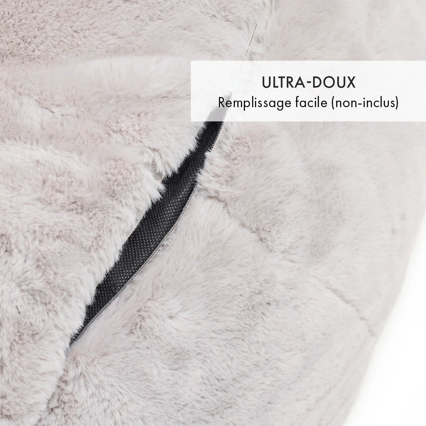 Housse De Pouf Imitation Fourrure - Gris - Uni - Image 2