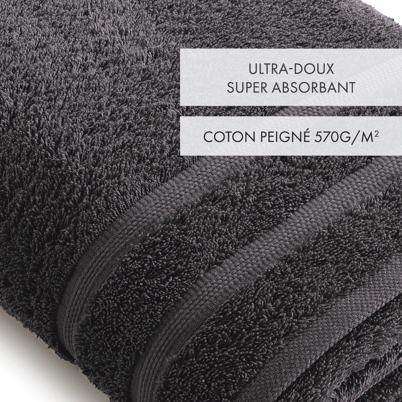 Maxi Drap De Bain - Gris Foncé - Vague - Image 3