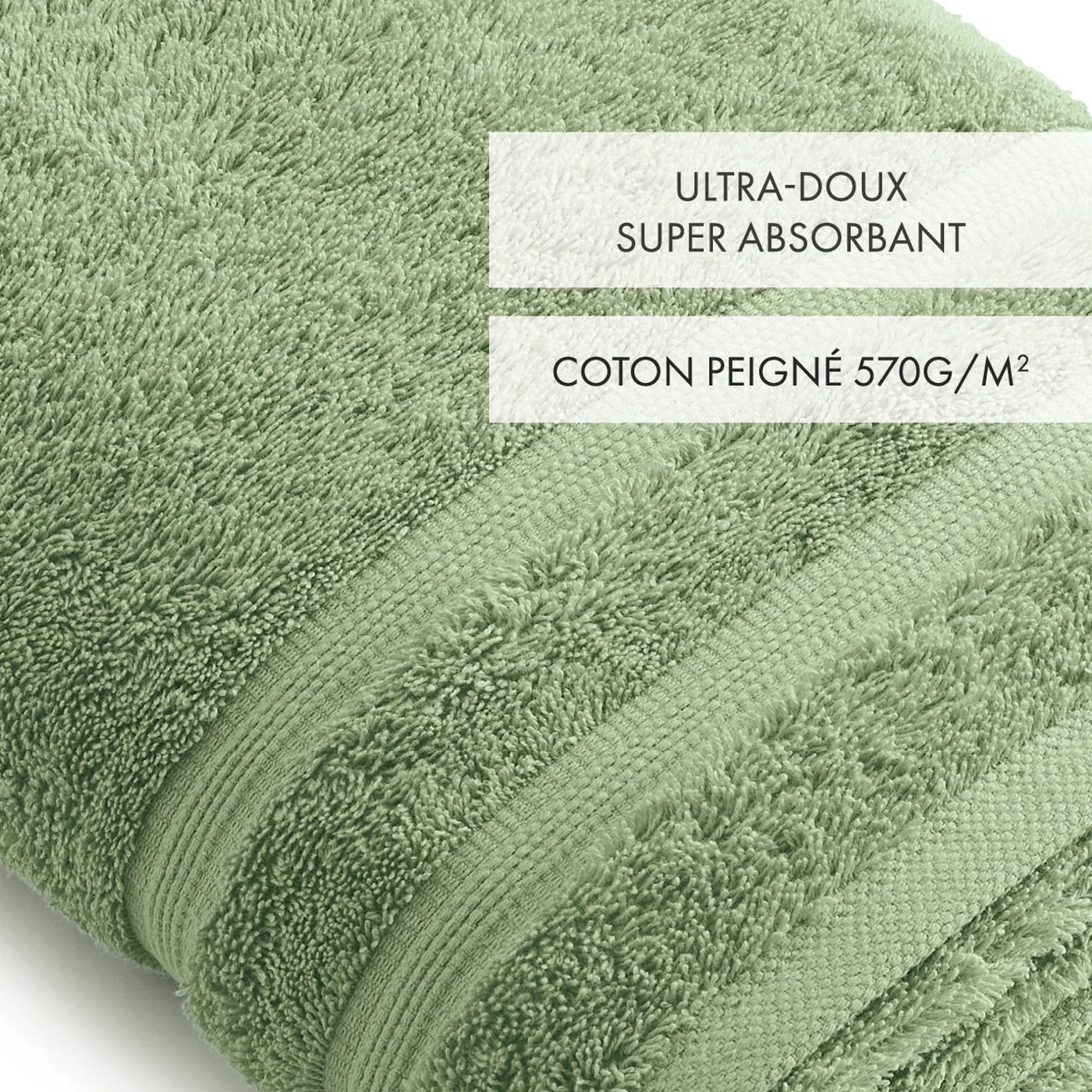 Maxi Drap De Bain - Vert Amande - Vague - Image 3
