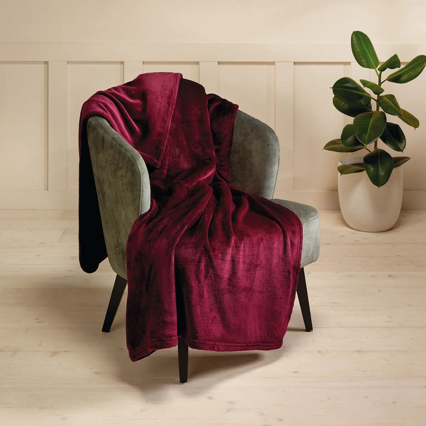 Maxi Plaid/Couvre-Lit En Polaire - Bordeaux - Uni