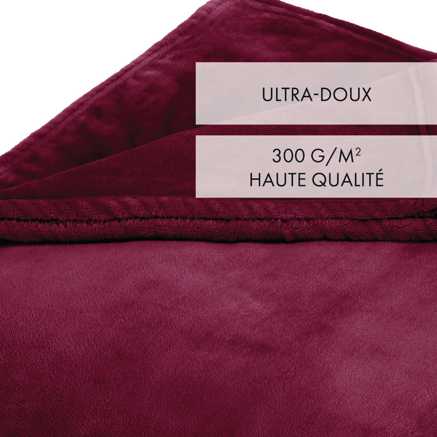 Maxi Plaid/Couvre-Lit En Polaire - Bordeaux - Uni - Image 2