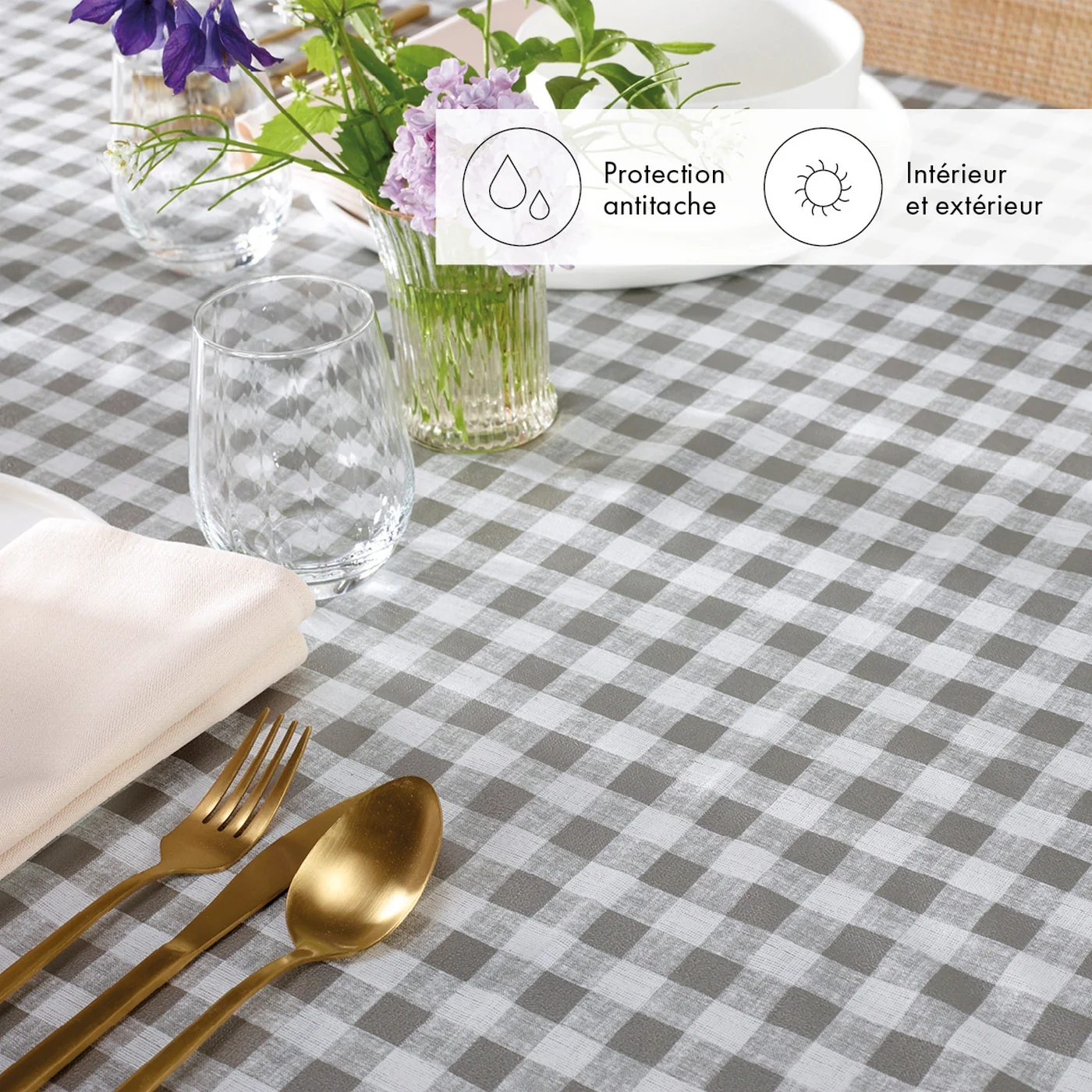 Nappe - Taupe - Carrés - Image 2
