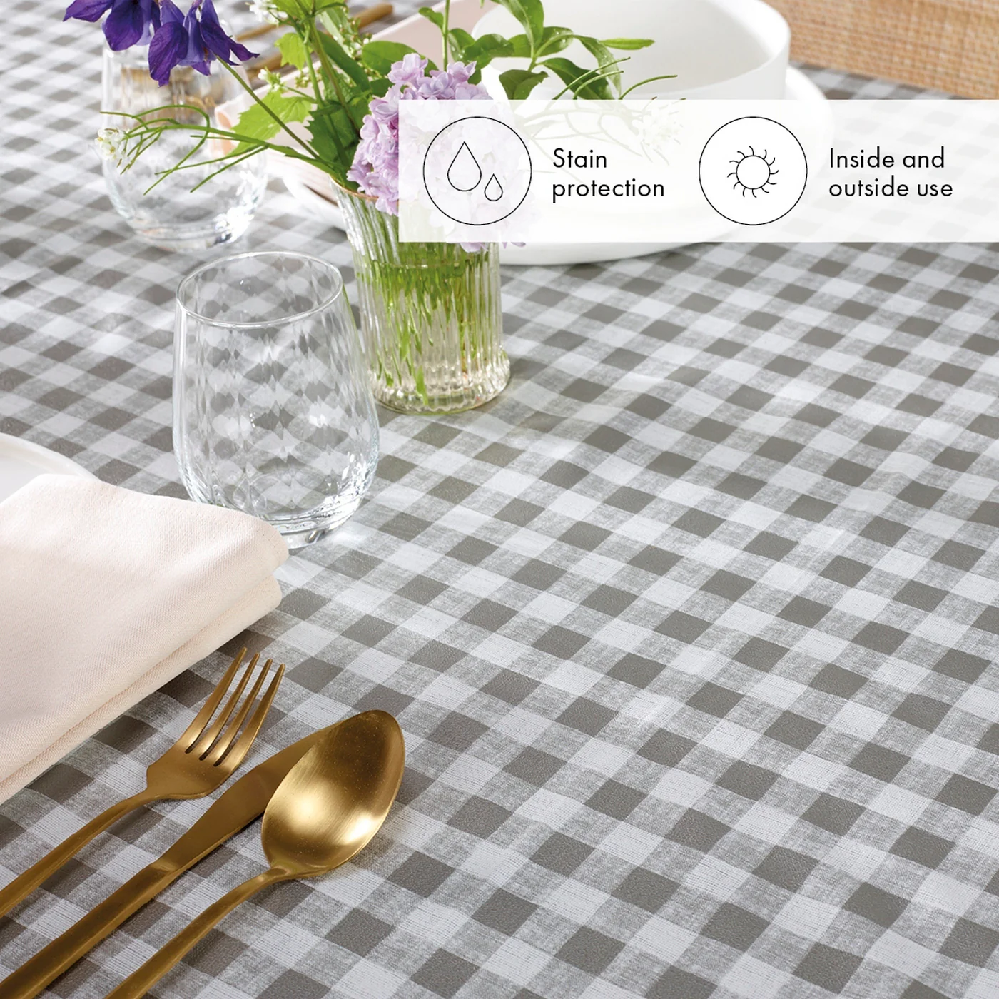 Nappe - Taupe - Carrés - Image 3