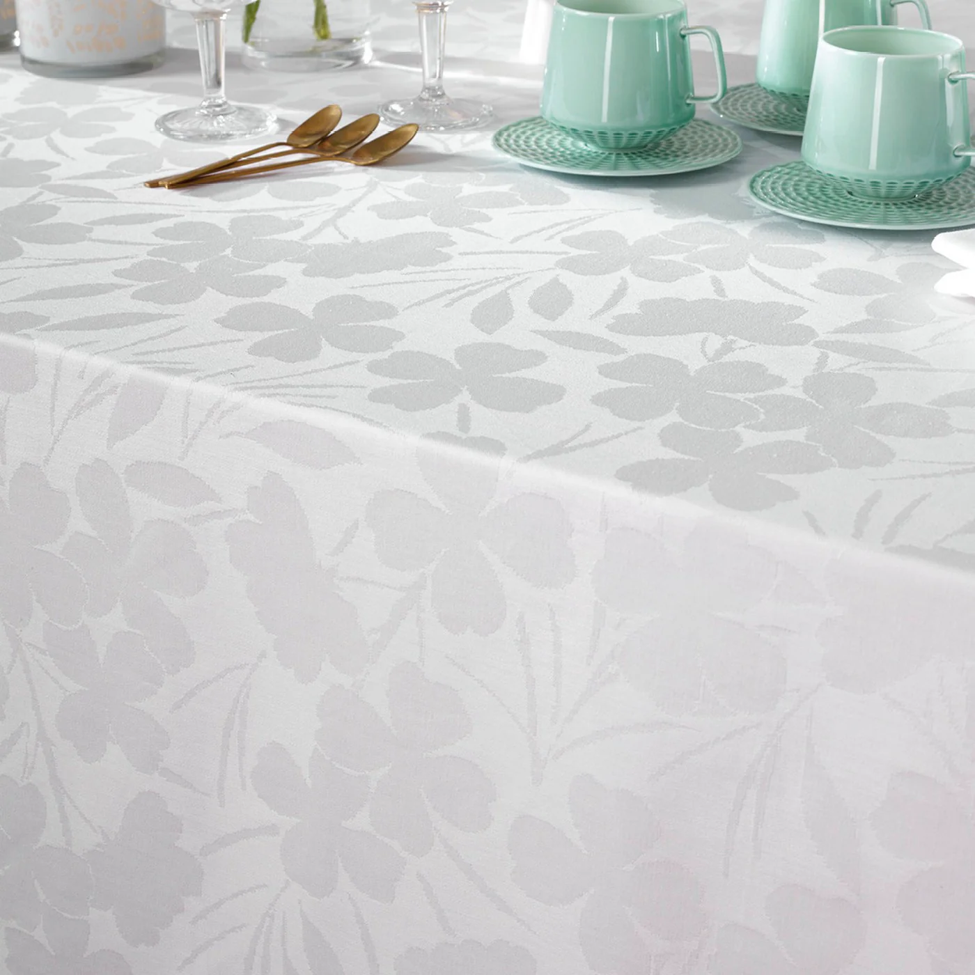 Nappe Tissé Jacquard - Blanc - Petit Chêne - Image 5