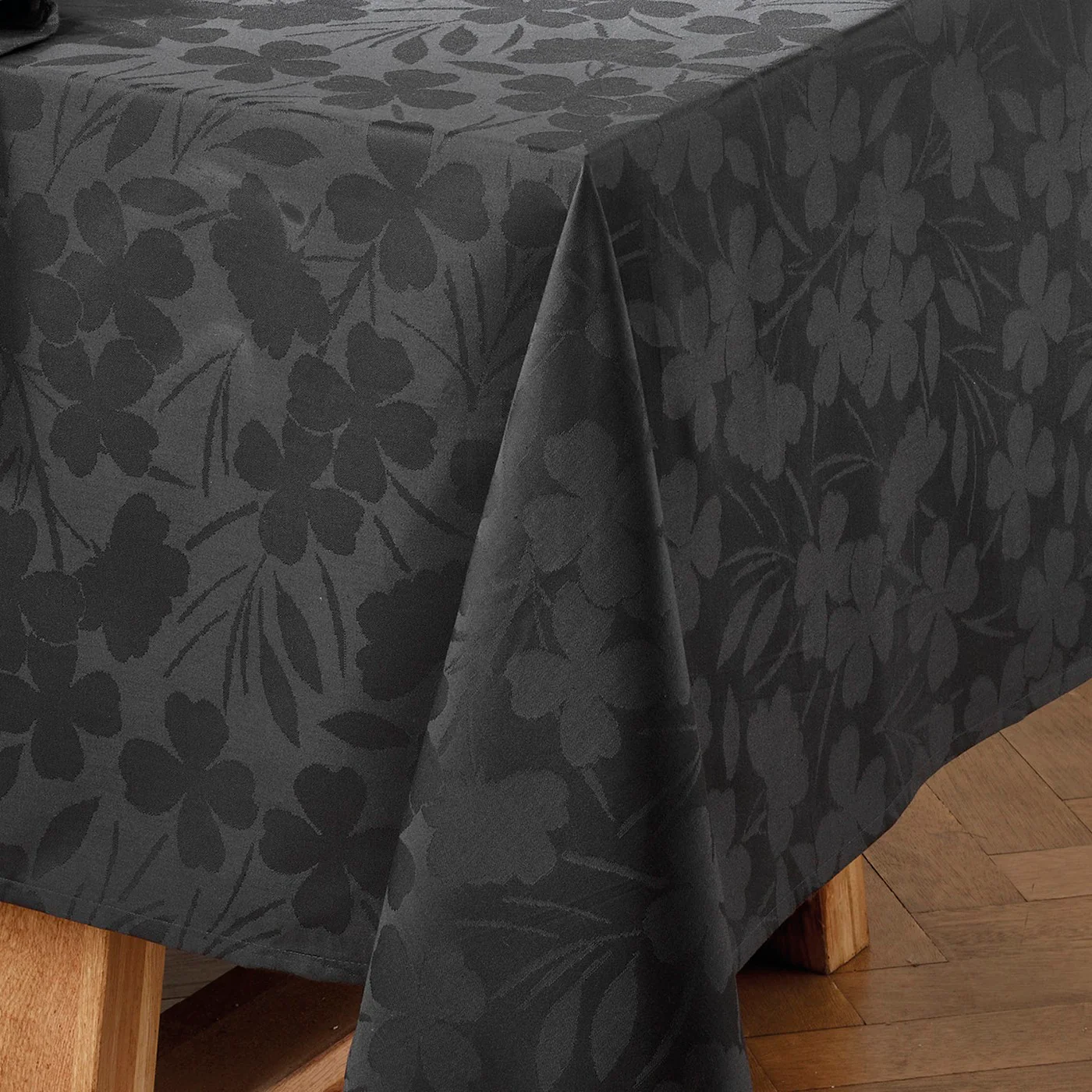 Nappe Tissé Jacquard - Gris Foncé - Petit Chêne - Image 2
