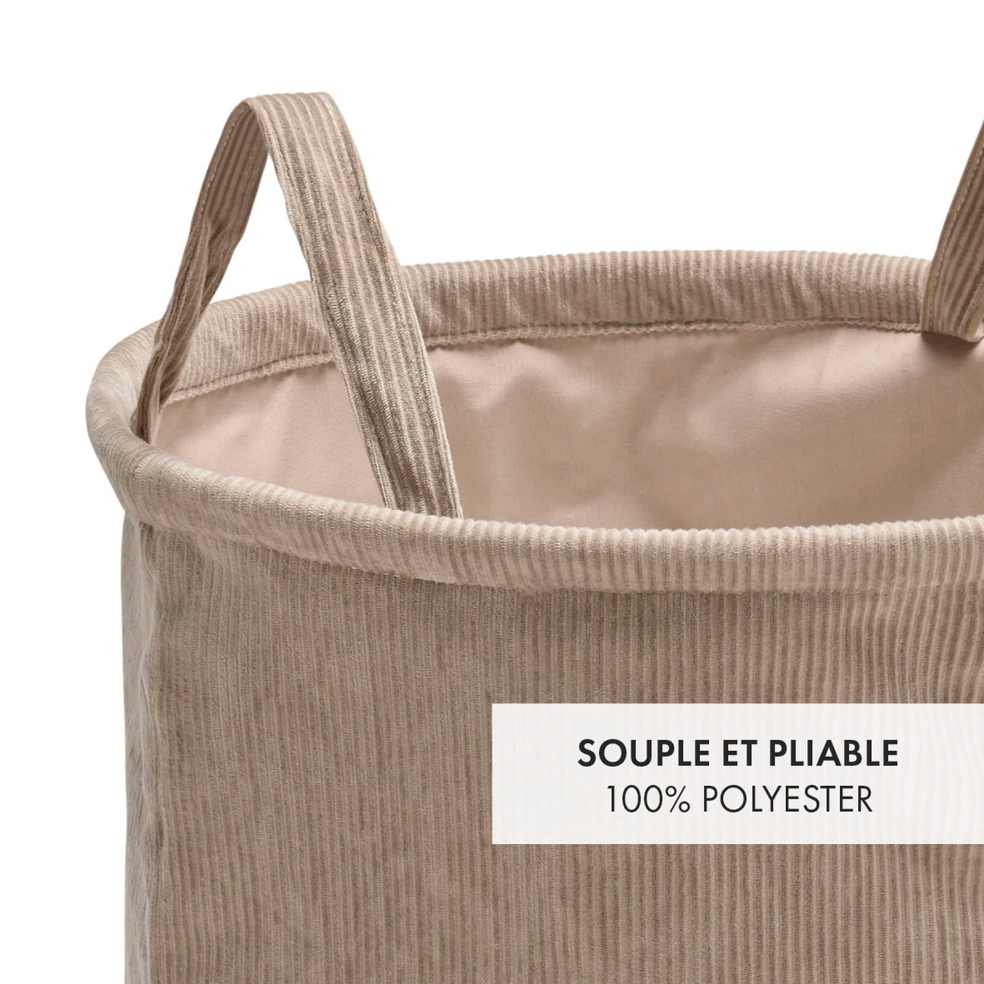 Panier À Linge Velours Côtelé - Taupe - Uni - Image 2