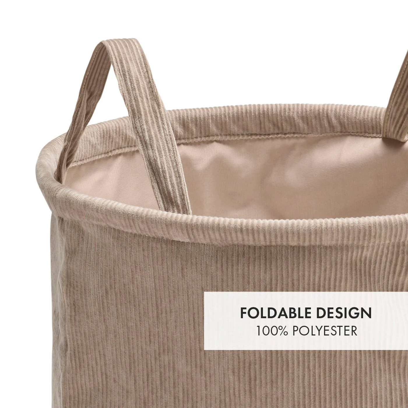 Panier À Linge Velours Côtelé - Taupe - Uni - Image 3
