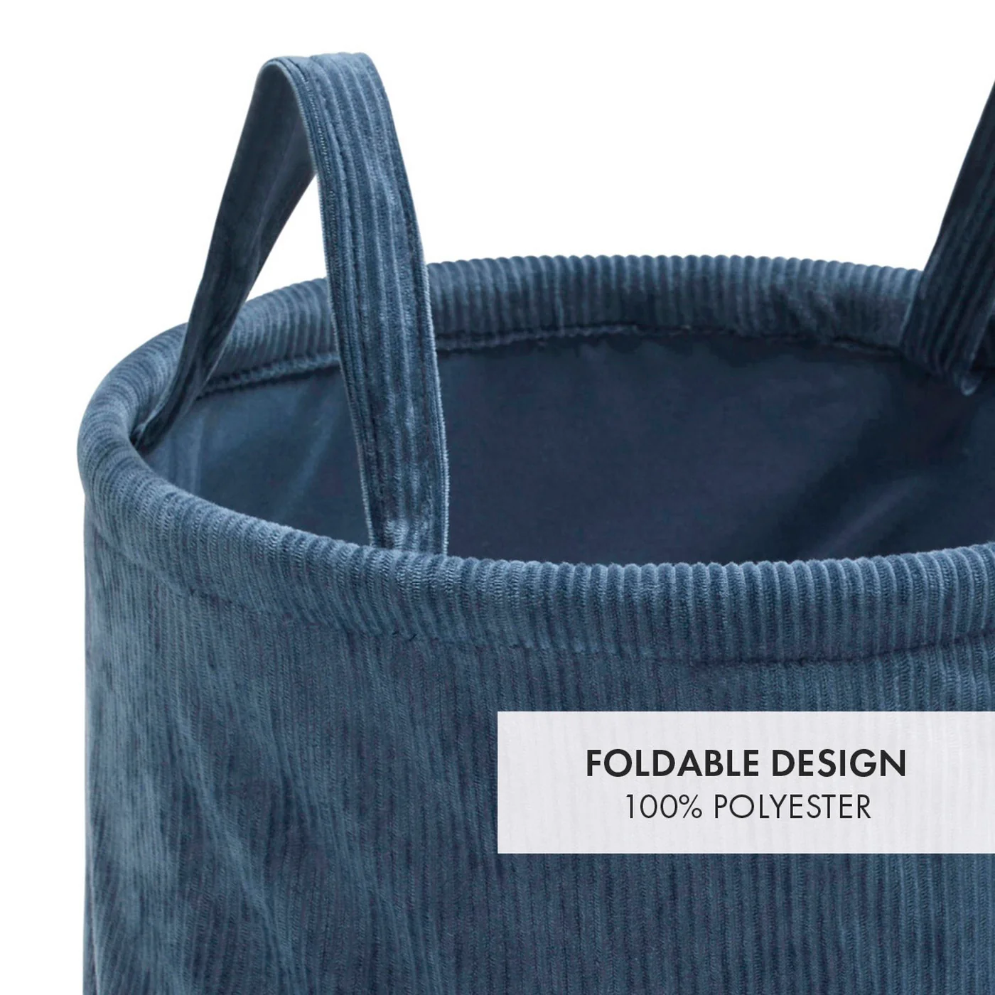 Panier De Rangement Velours Côtelé - Bleu - Uni - Image 3