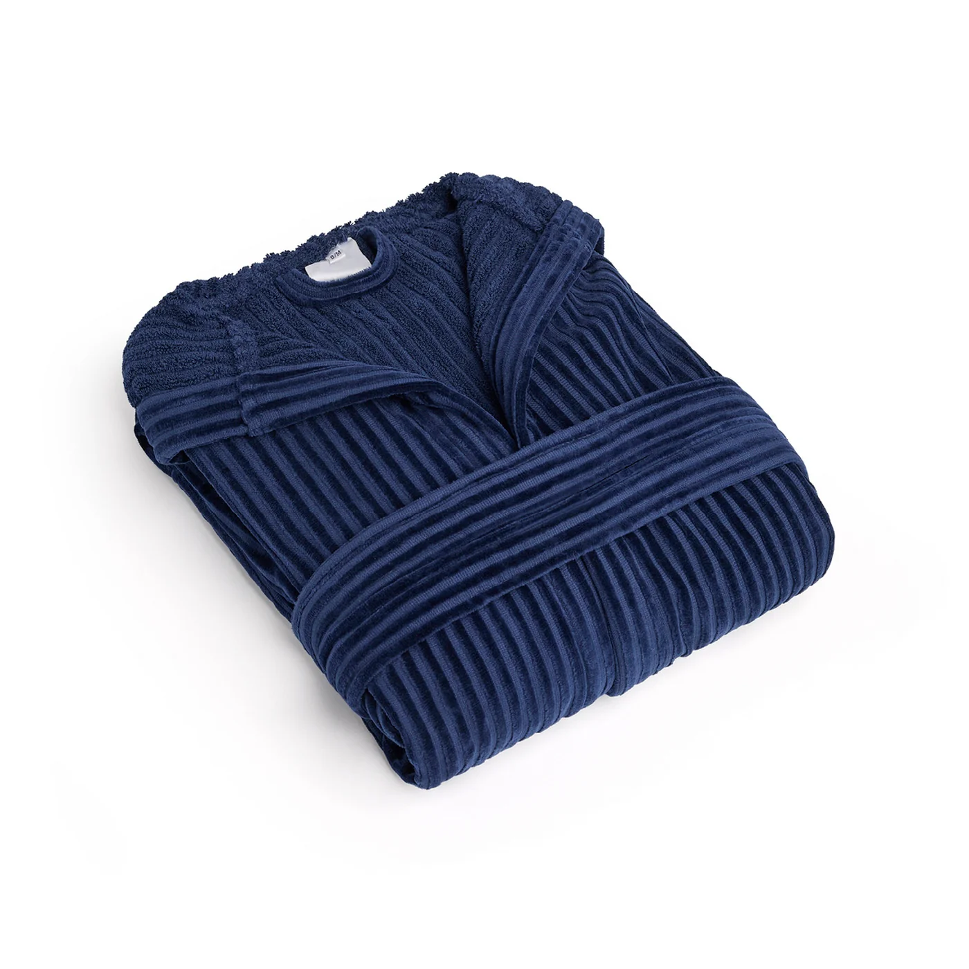 Peignoir Avec Capuche - Bleu Foncé - Rayures Tissées Jacquard - Image 2