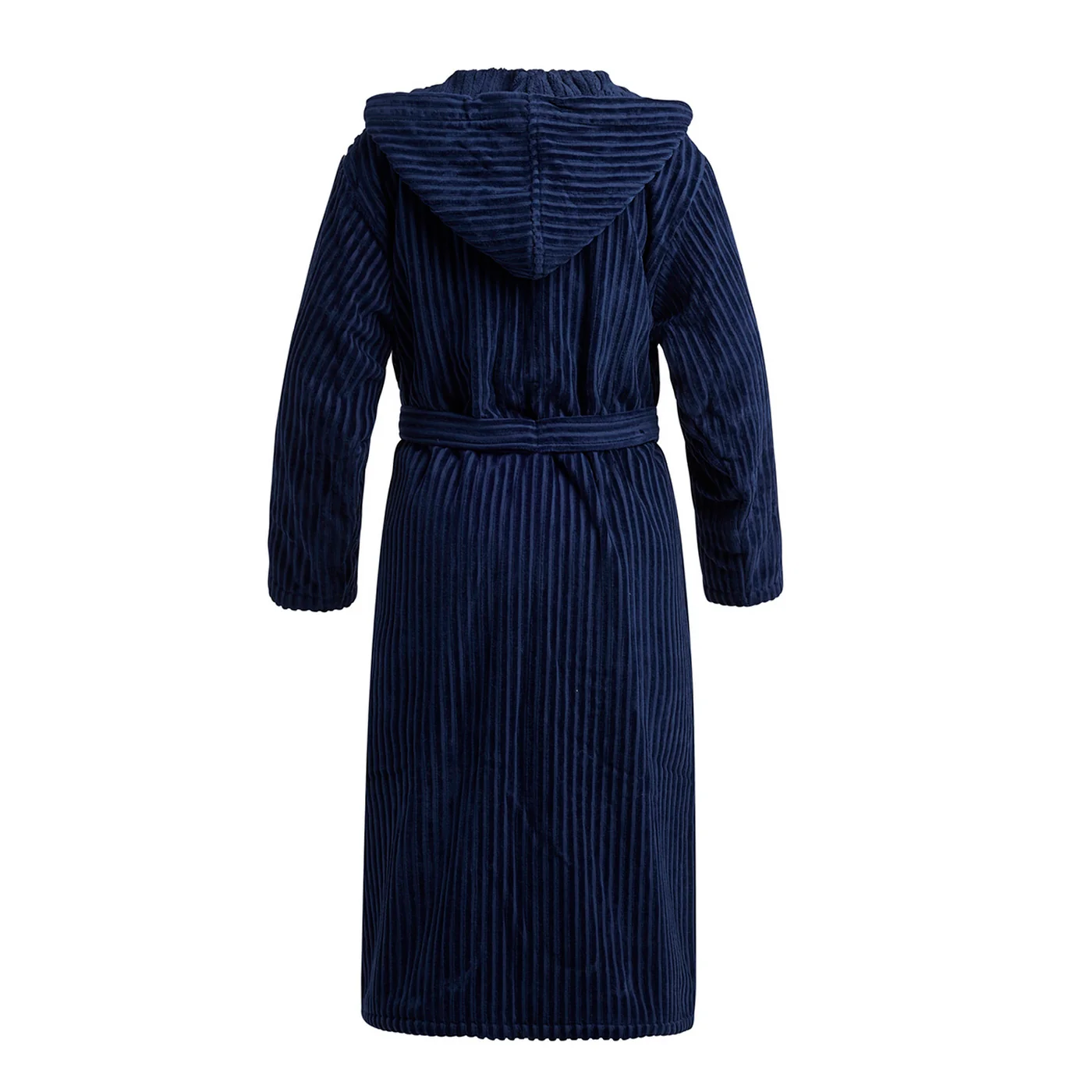 Peignoir Avec Capuche - Bleu Foncé - Rayures Tissées Jacquard - Image 3