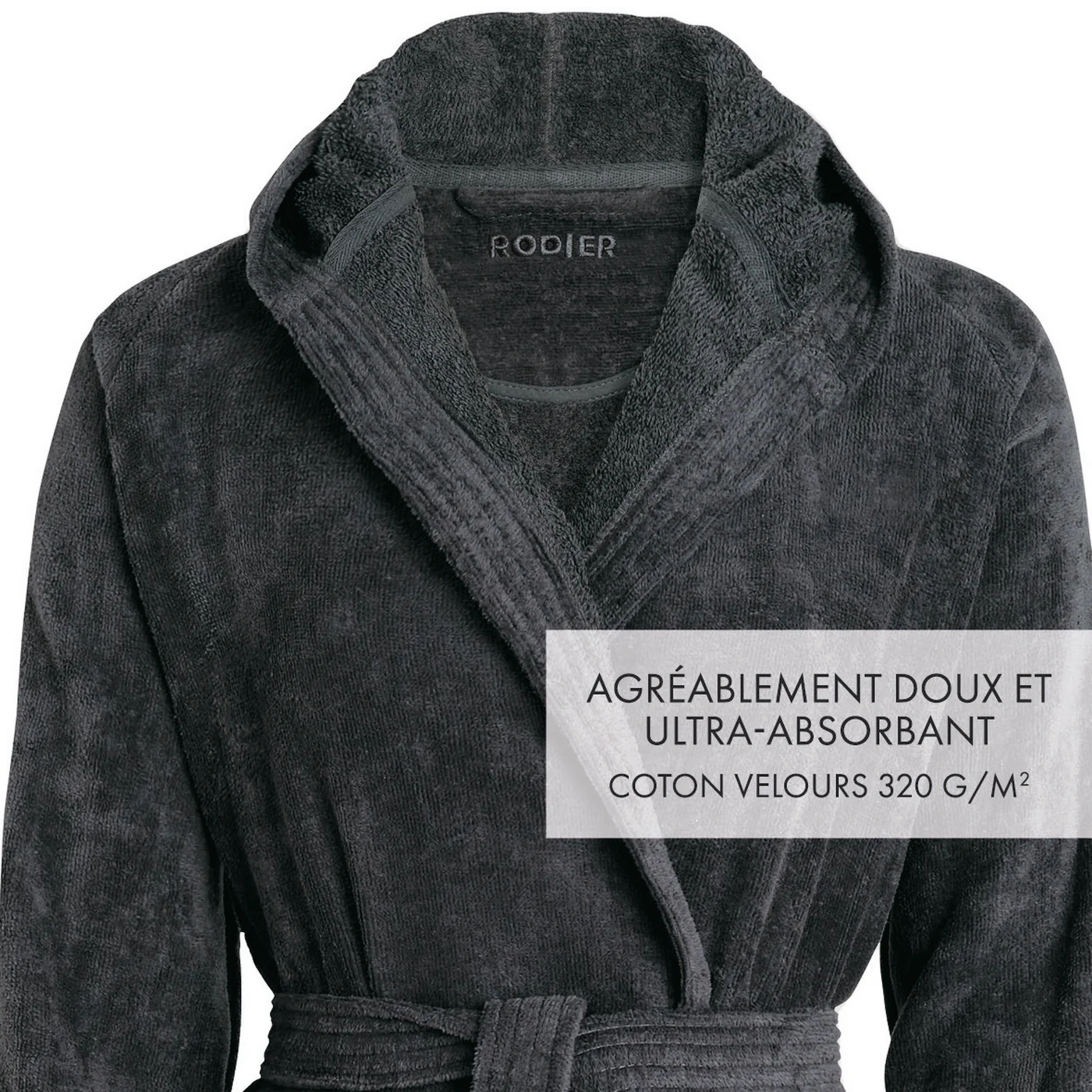 Peignoir Avec Capuche - Gris Foncé - Uni - Image 4