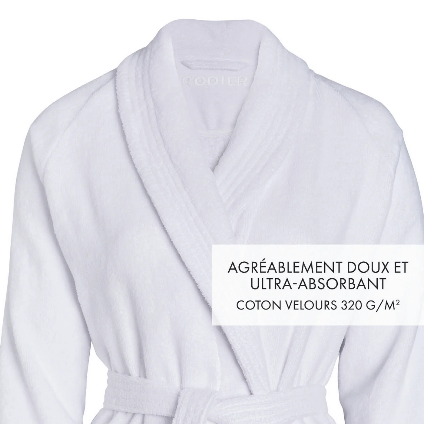 Peignoir Avec Col Châle - Blanc - Uni - Image 4