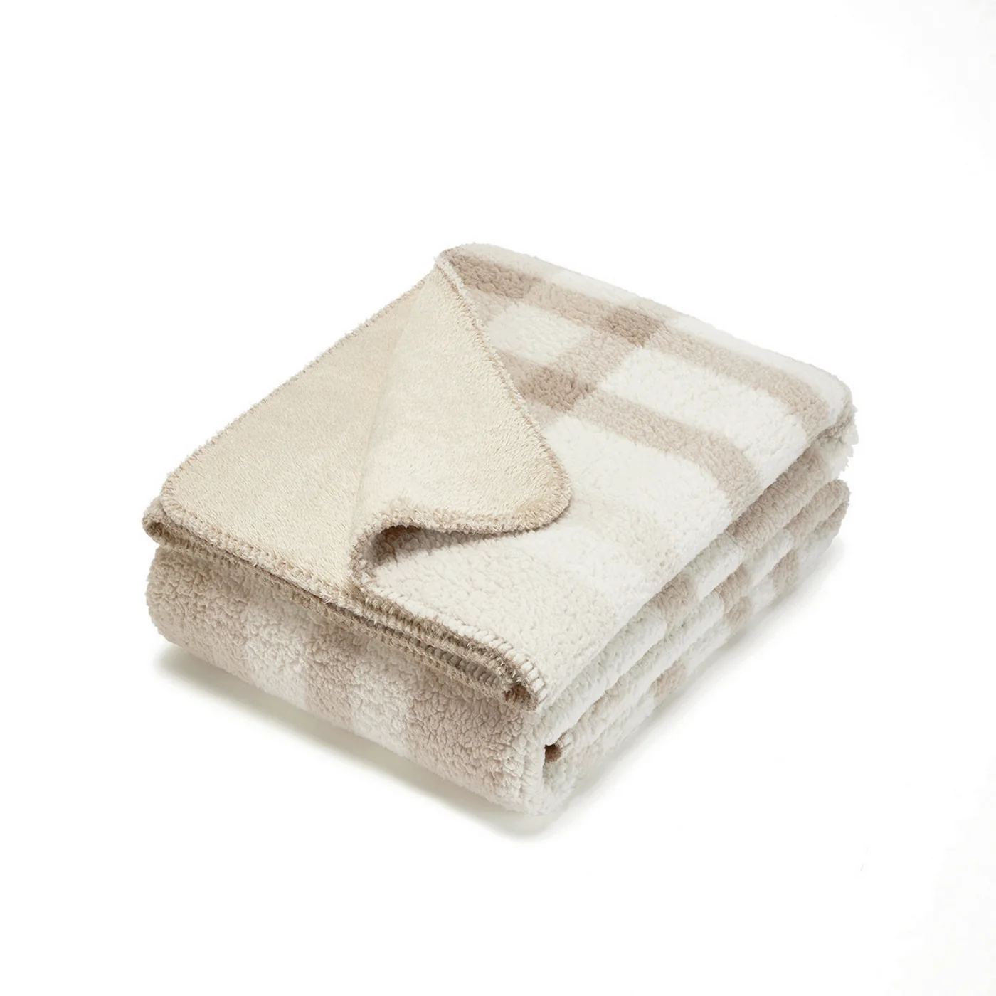 Plaid En Polaire - Beige / Taupe - Square - Image 2