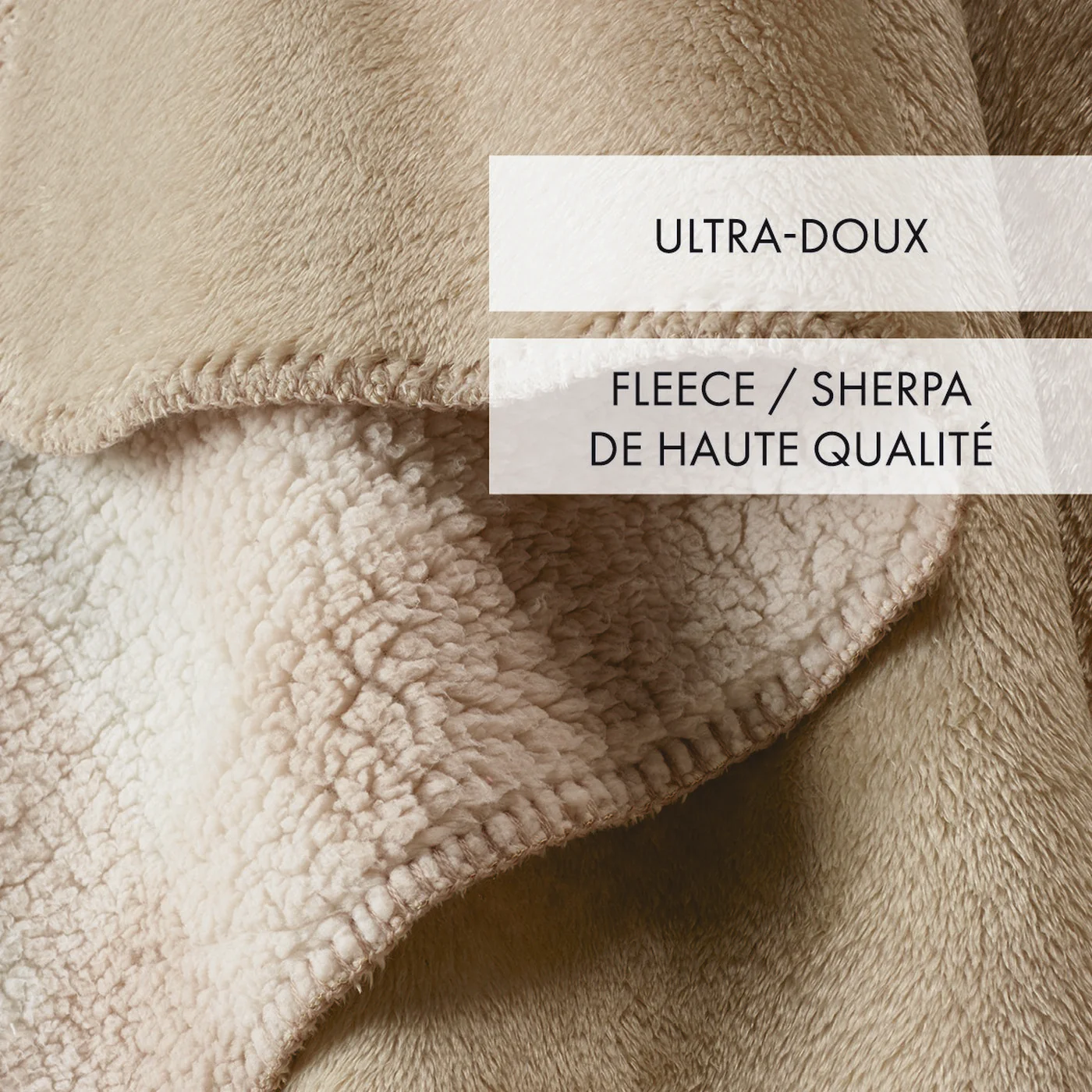 Plaid En Polaire - Beige / Taupe - Square - Image 3