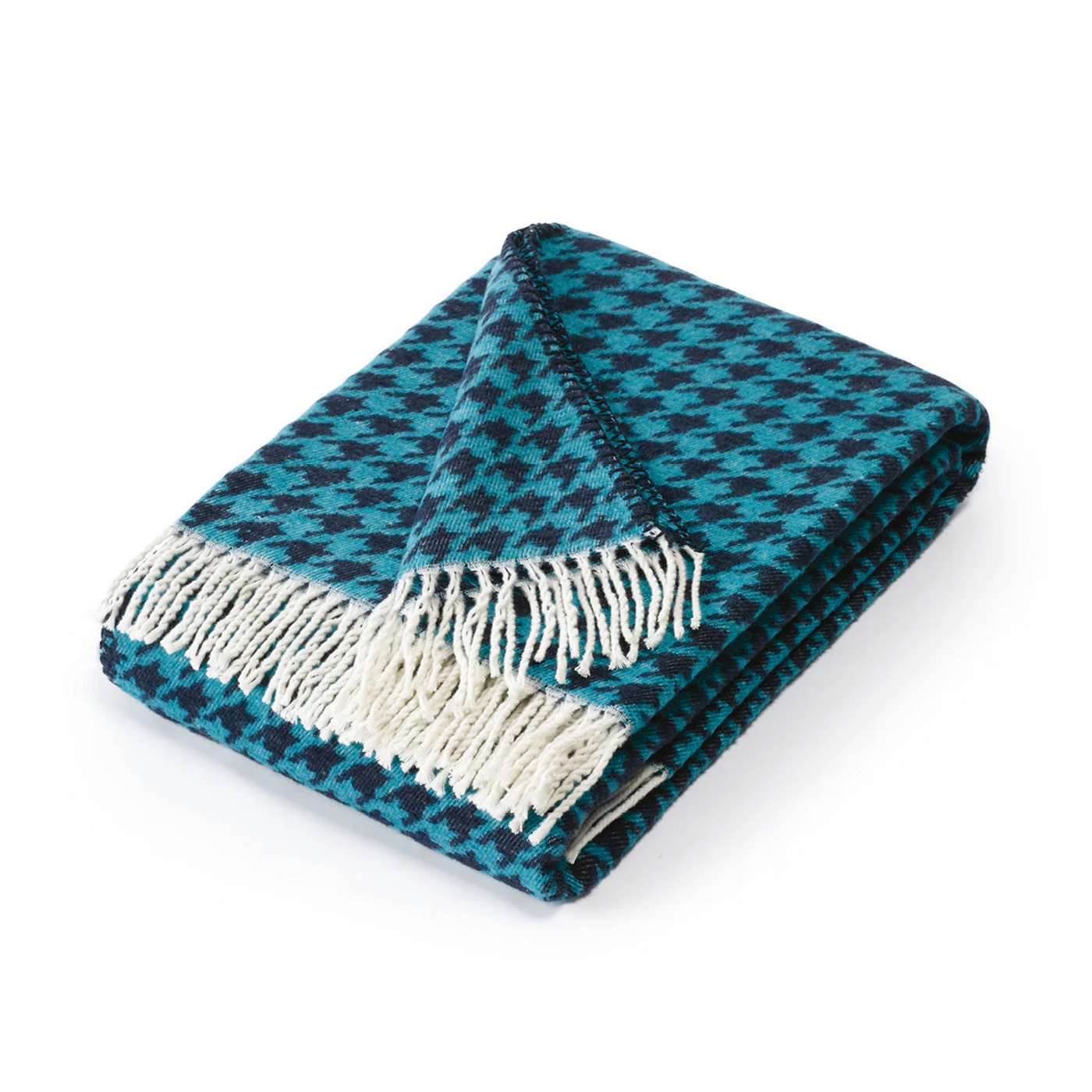 Plaid Tissé - Bleu - Pied De Poule - Image 2