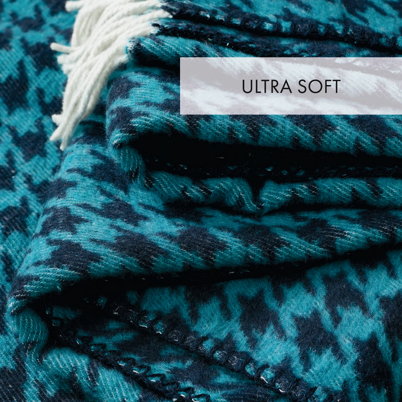 Plaid Tissé - Bleu - Pied De Poule - Image 4