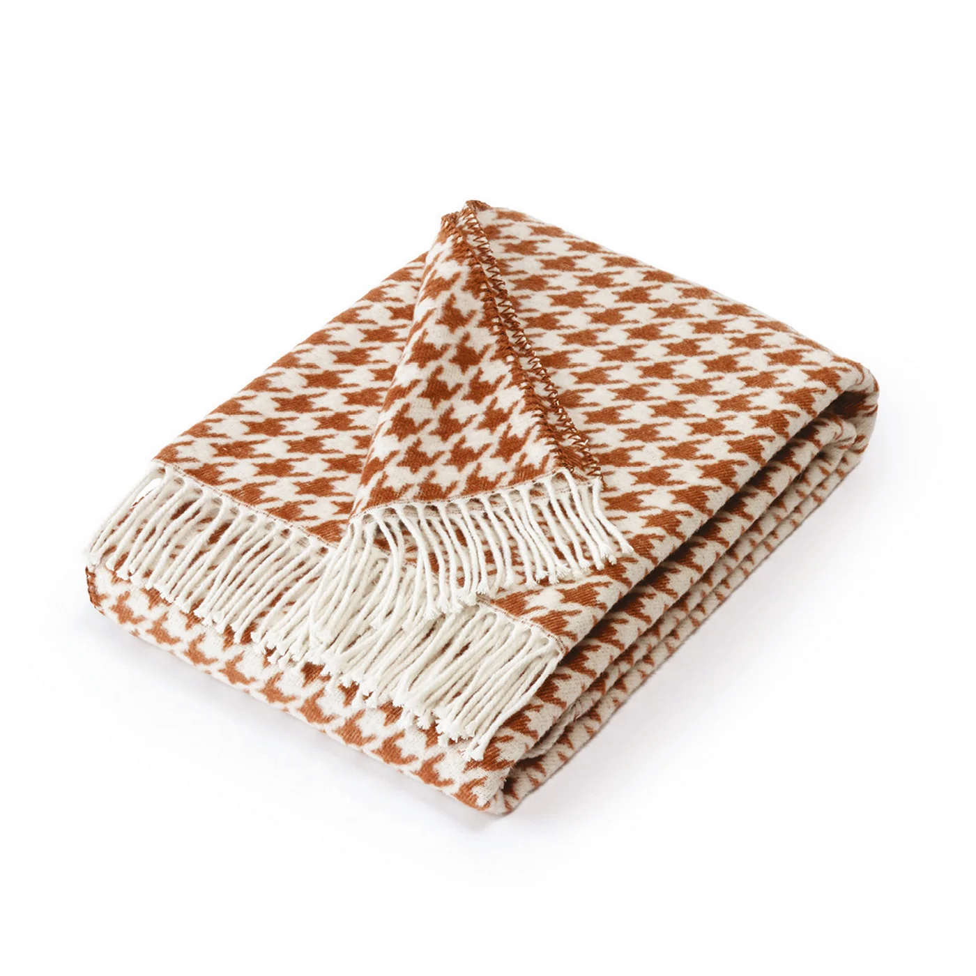 Plaid Tissé - Marron - Pied De Poule - Image 2