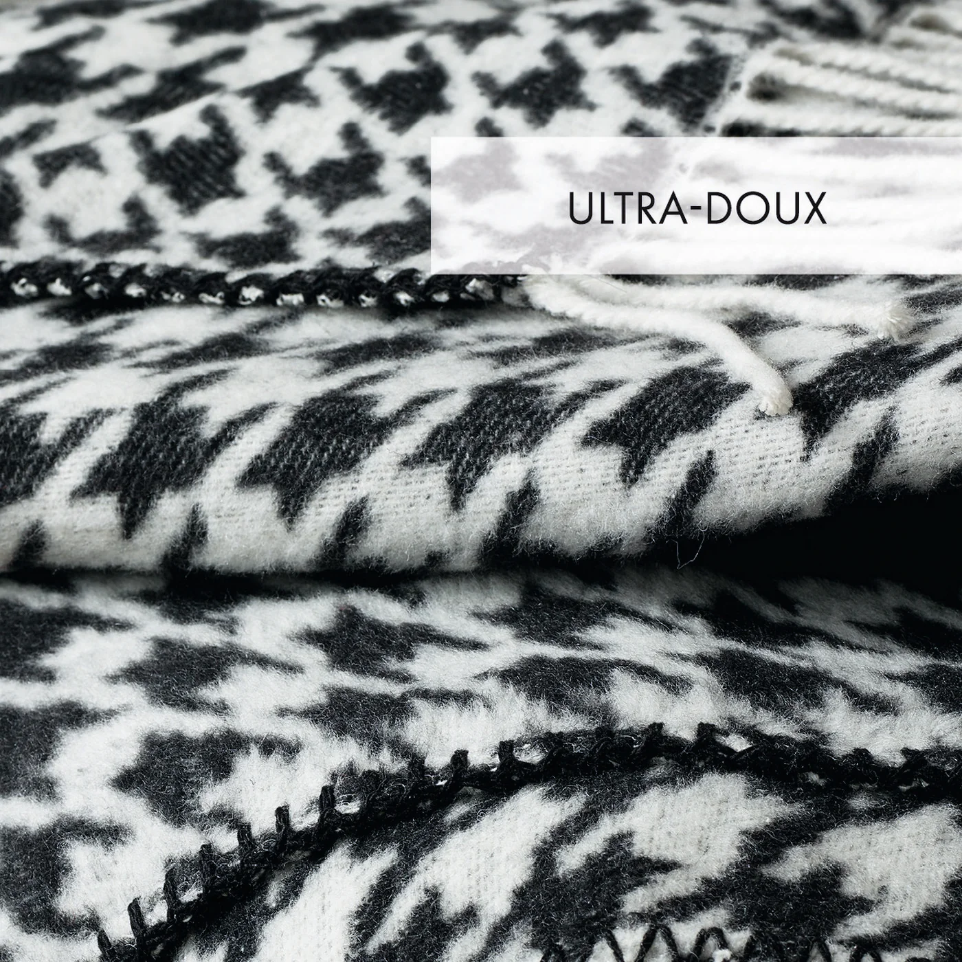 Plaid Tissé - Noir / Blanc - Pied De Poule - Image 3