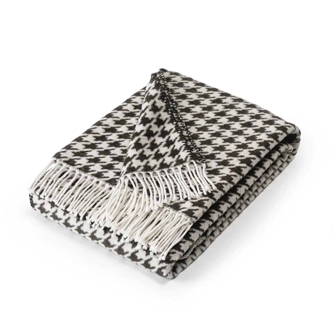 Plaid Tissé - Noir / Blanc - Pied De Poule - Image 6
