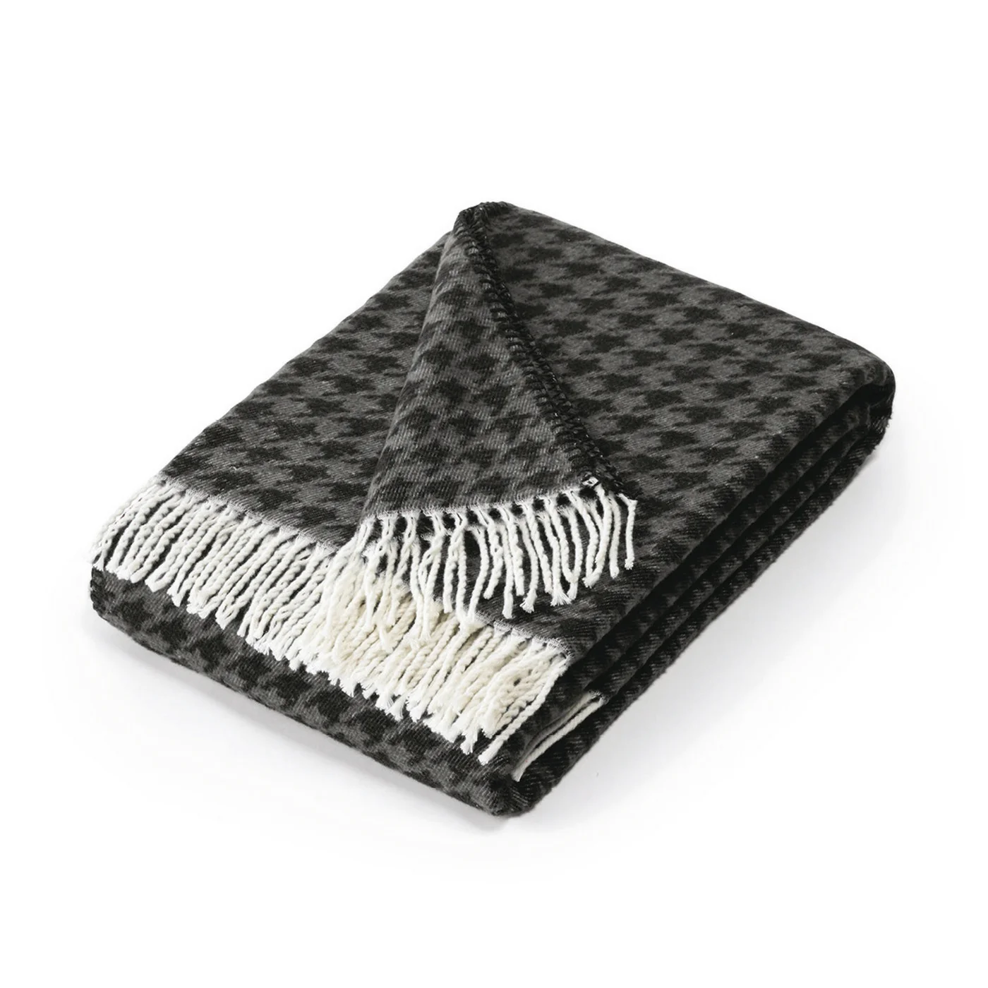 Plaid Tissé - Noir / Gris Foncé - Pied De Poule - Image 2
