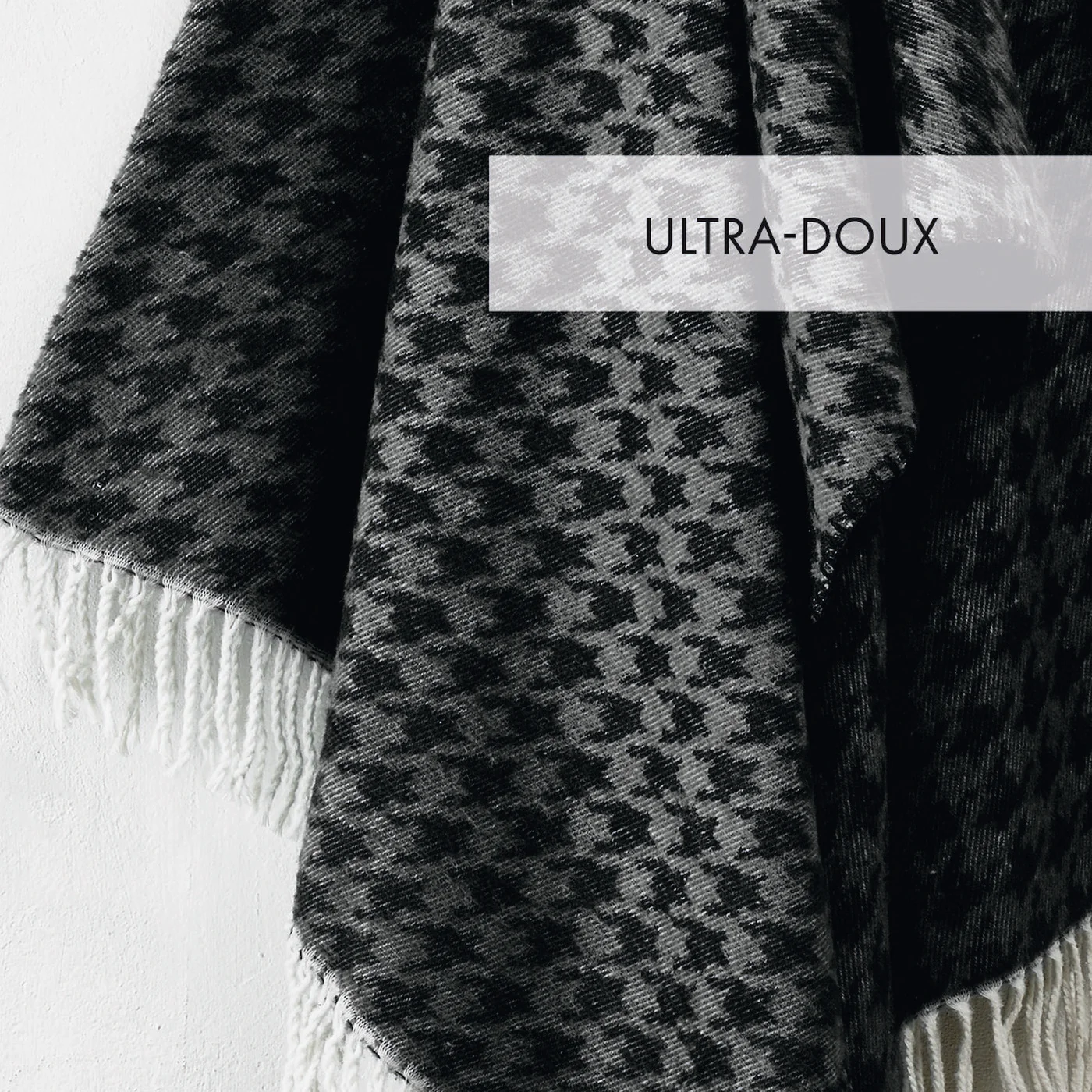 Plaid Tissé - Noir / Gris Foncé - Pied De Poule - Image 3