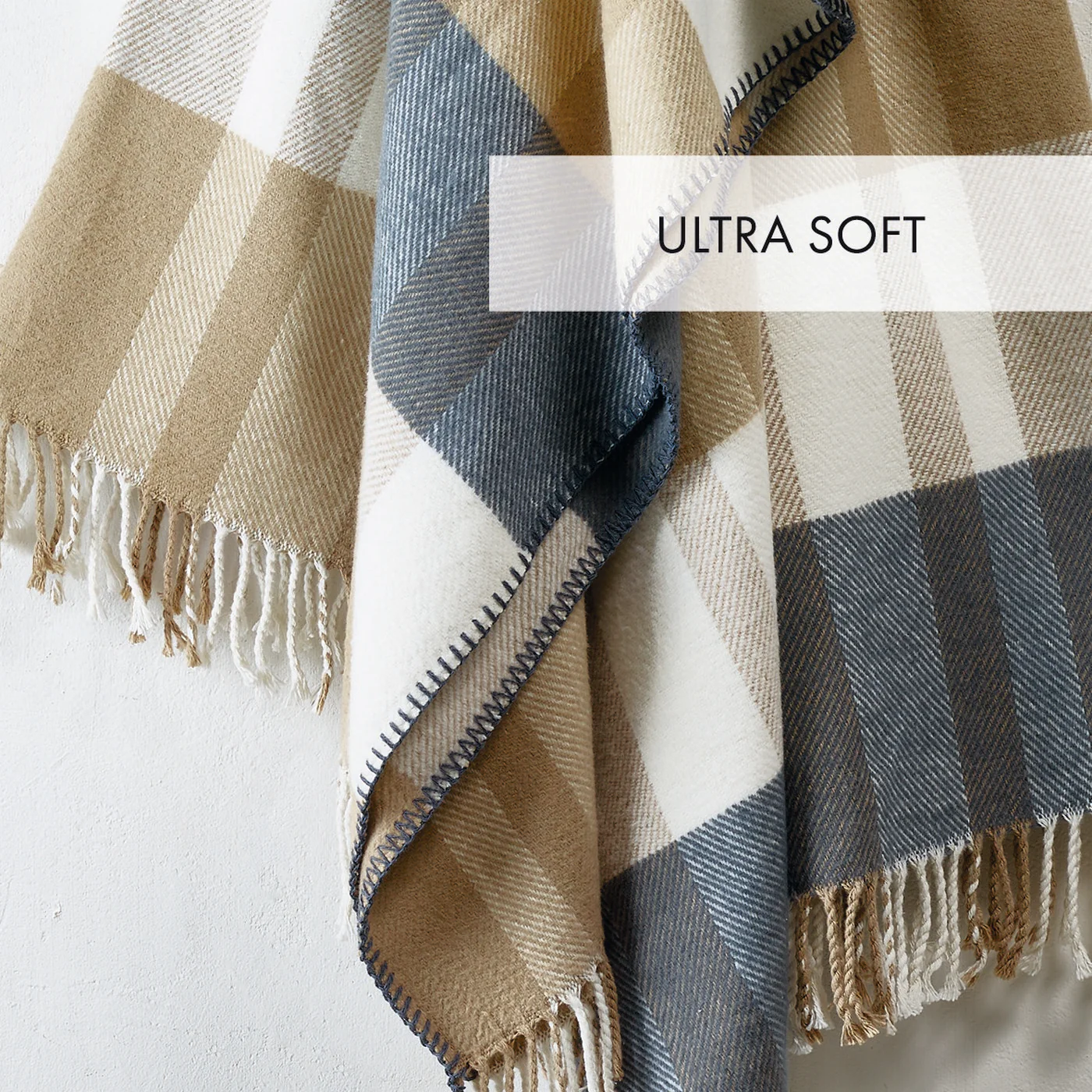 Plaid Tissé - Ocre / Gris - Tartan - Image 4