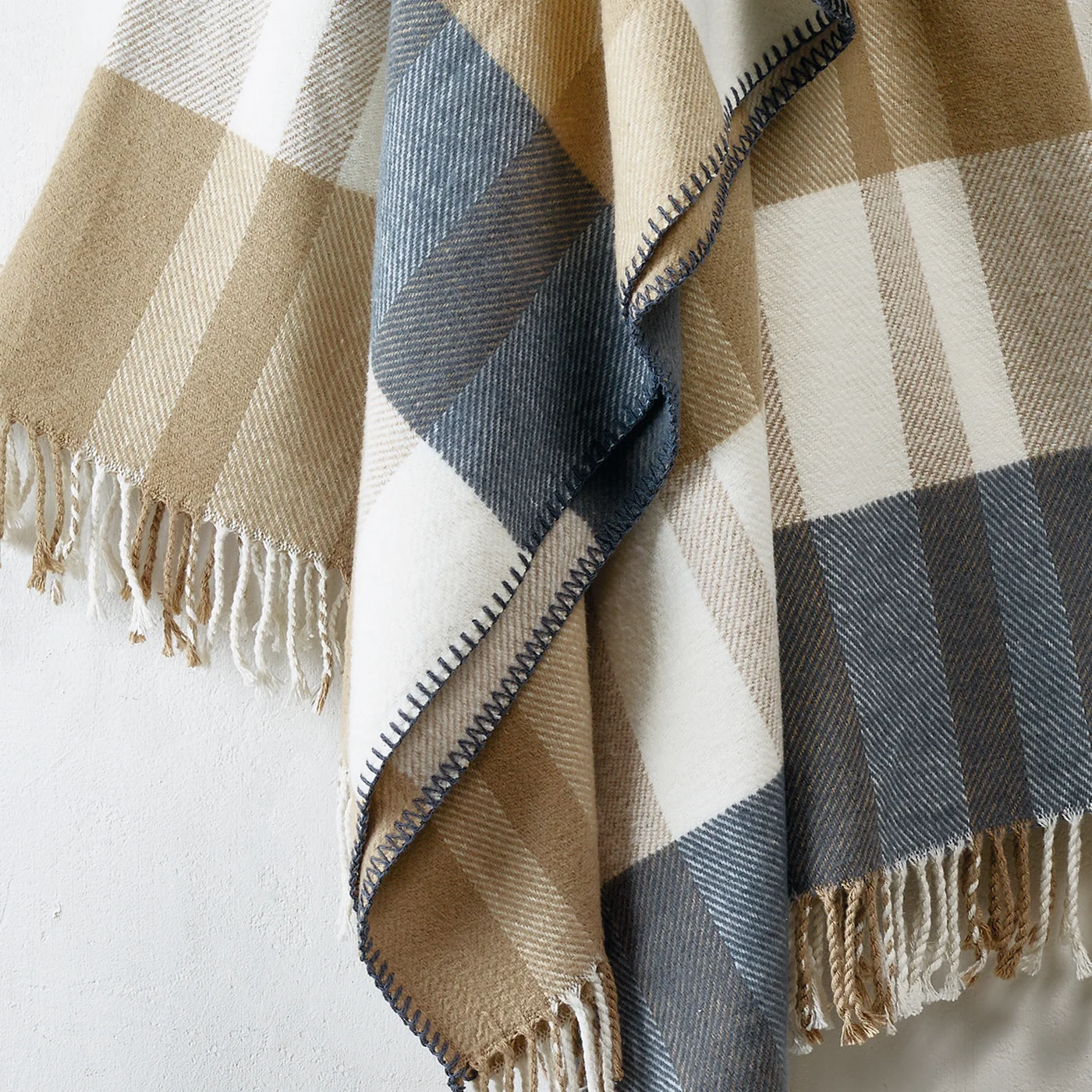 Plaid Tissé - Ocre / Gris - Tartan - Image 5