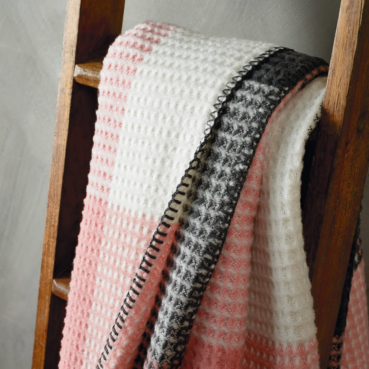Plaid Tissé - Rose / Gris - Tartan Waffle - Image 5
