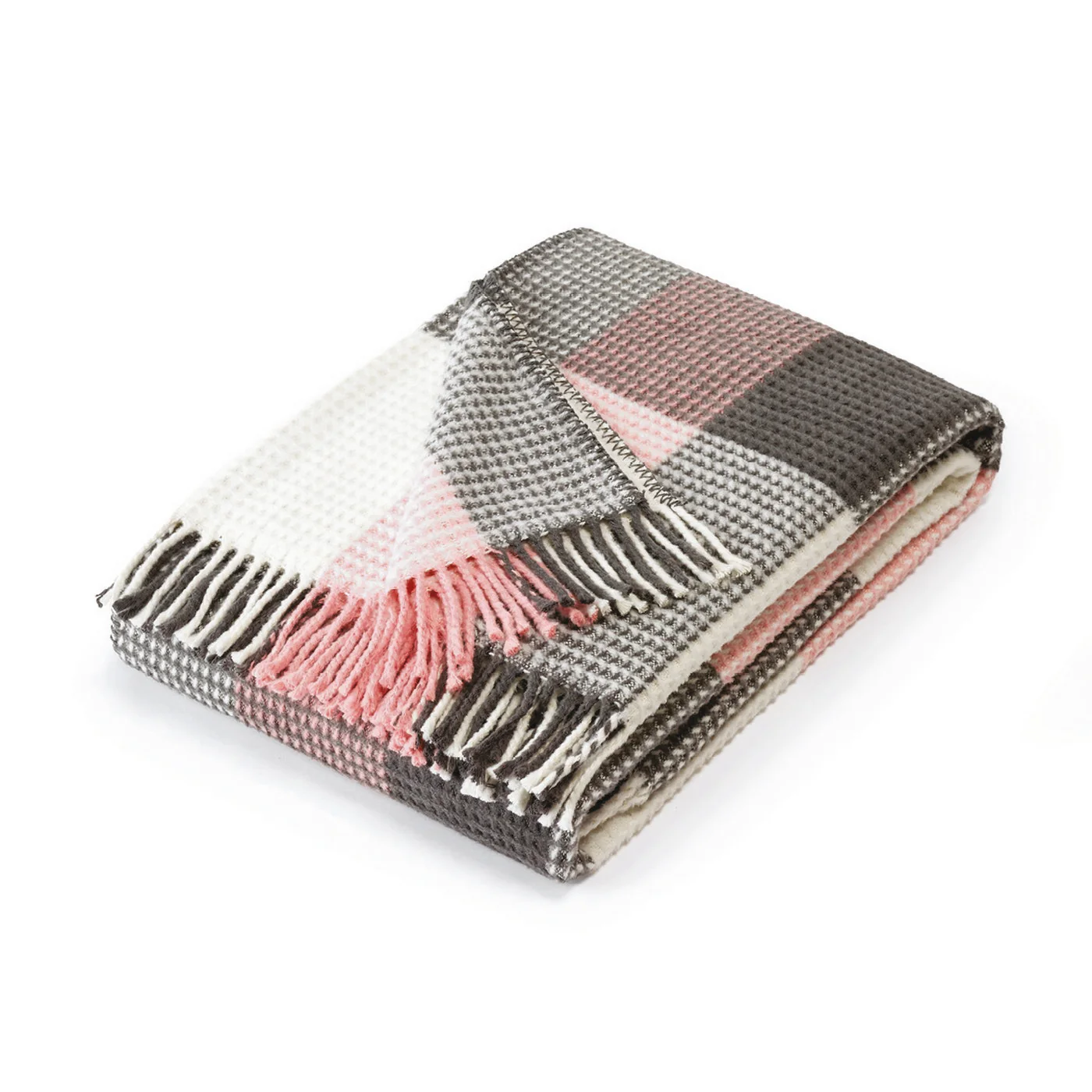 Plaid Tissé - Rose / Gris - Tartan Waffle - Image 6