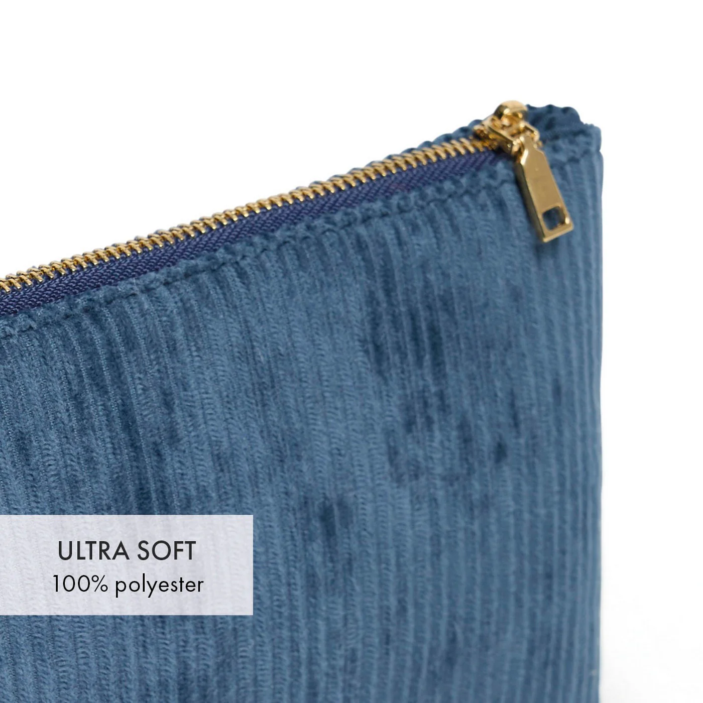 Pochette Plate Velours Côtelé - Bleu - Uni - Image 3