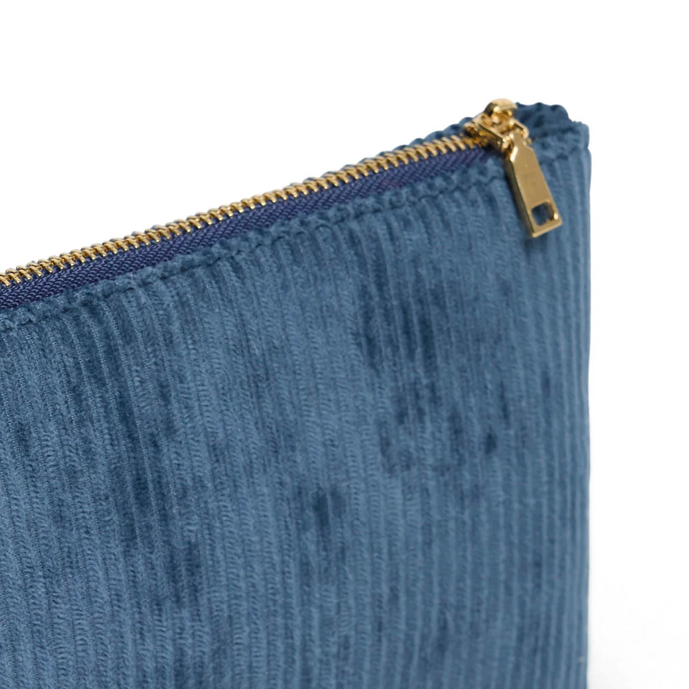 Pochette Plate Velours Côtelé - Bleu - Uni - Image 4