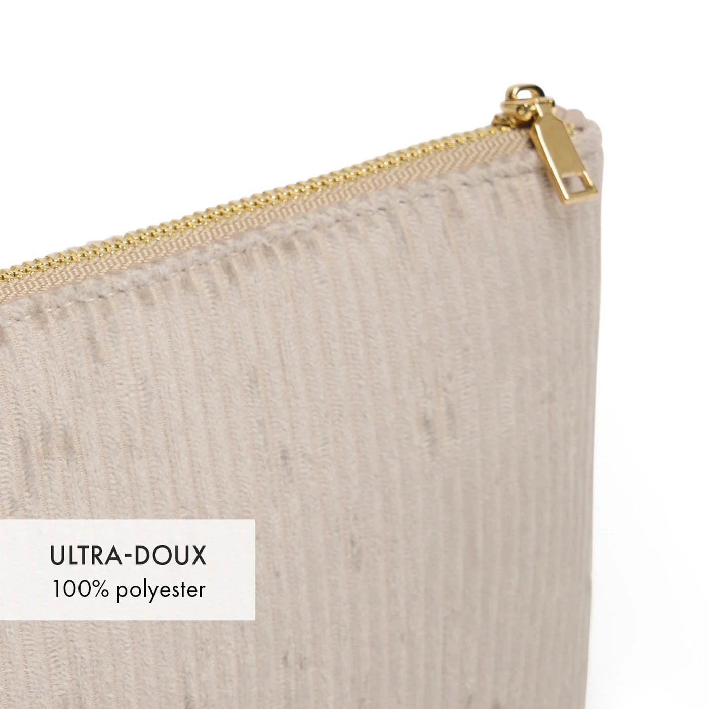 Pochette Plate Velours Côtelé - Taupe - Uni - Image 2