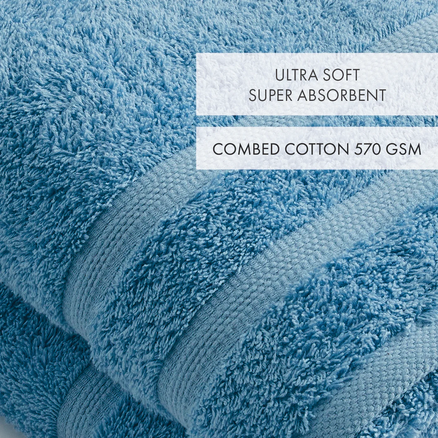 Set De 2 Draps De Bain - Bleu Ciel - Vague - Image 4