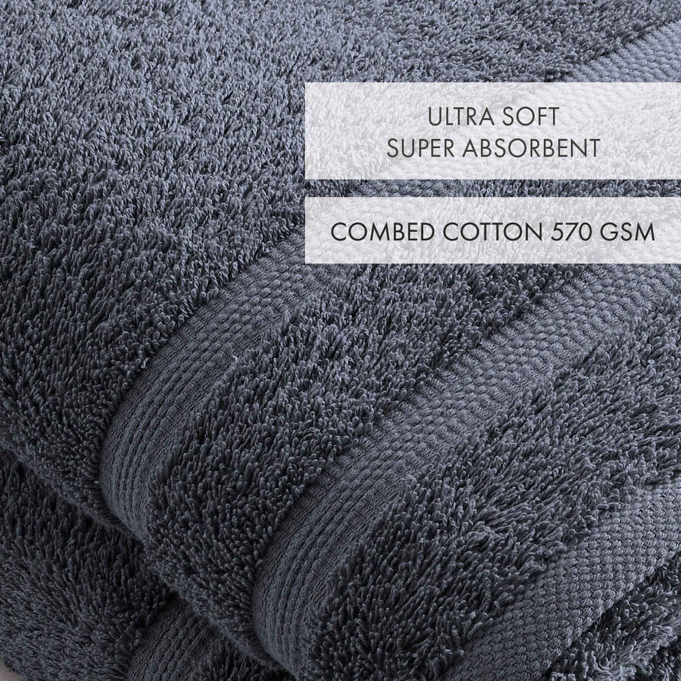 Set De 2 Draps De Bain - Bleu Gris - Vague - Image 3