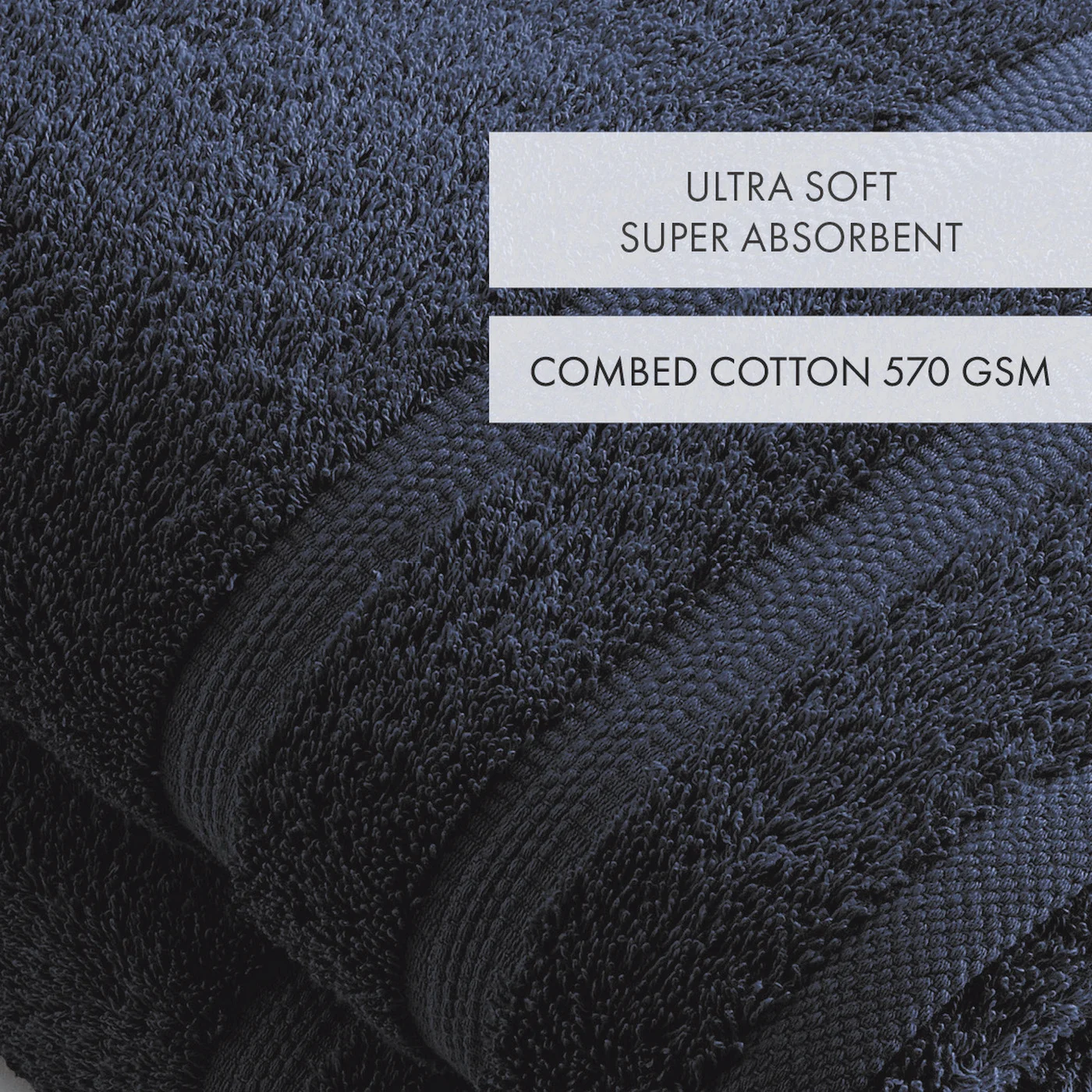 Set De 2 Draps De Bain - Bleu Marine - Vague - Image 4