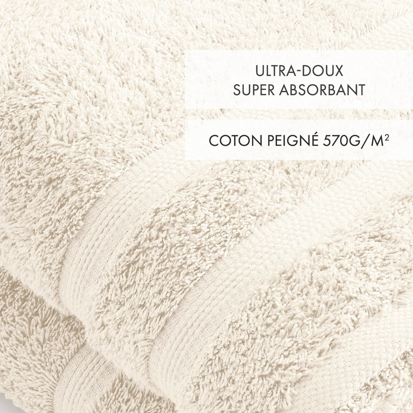 Set De 2 Draps De Bain - Ivoire - Vague - Image 2