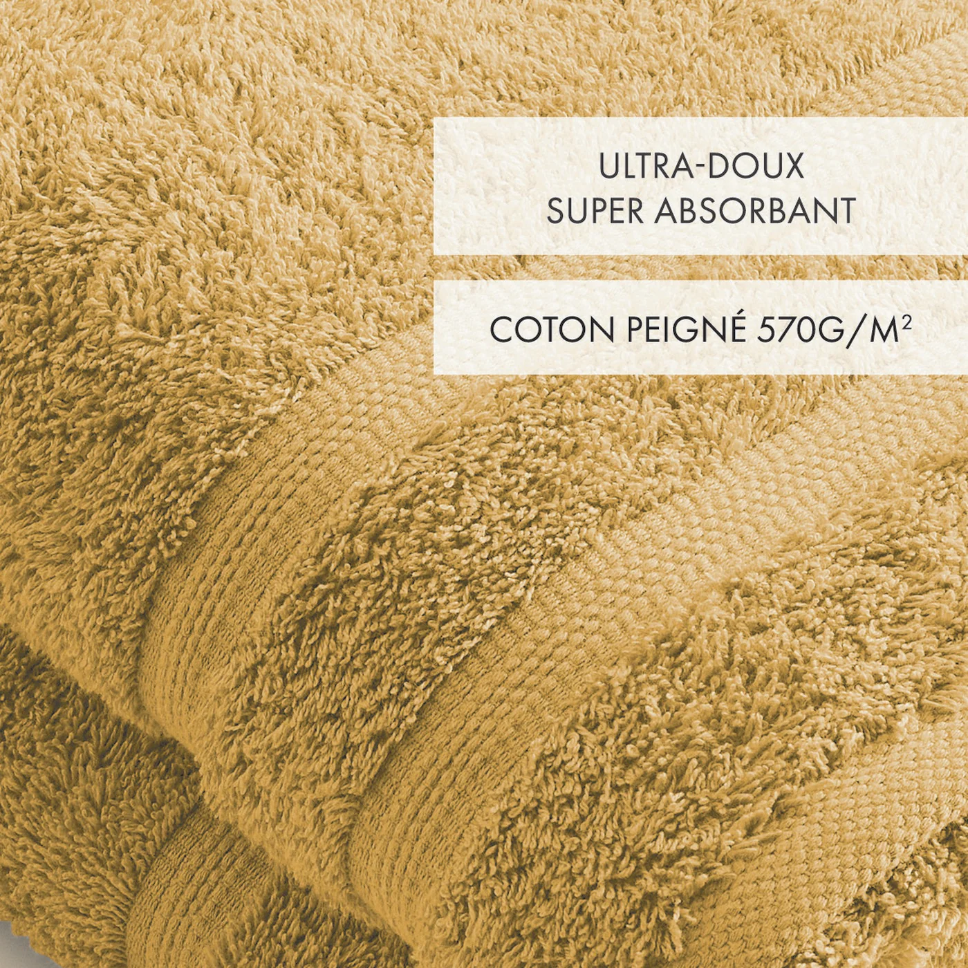 Set De 2 Draps De Bain - Jaune Moutarde - Vague - Image 3