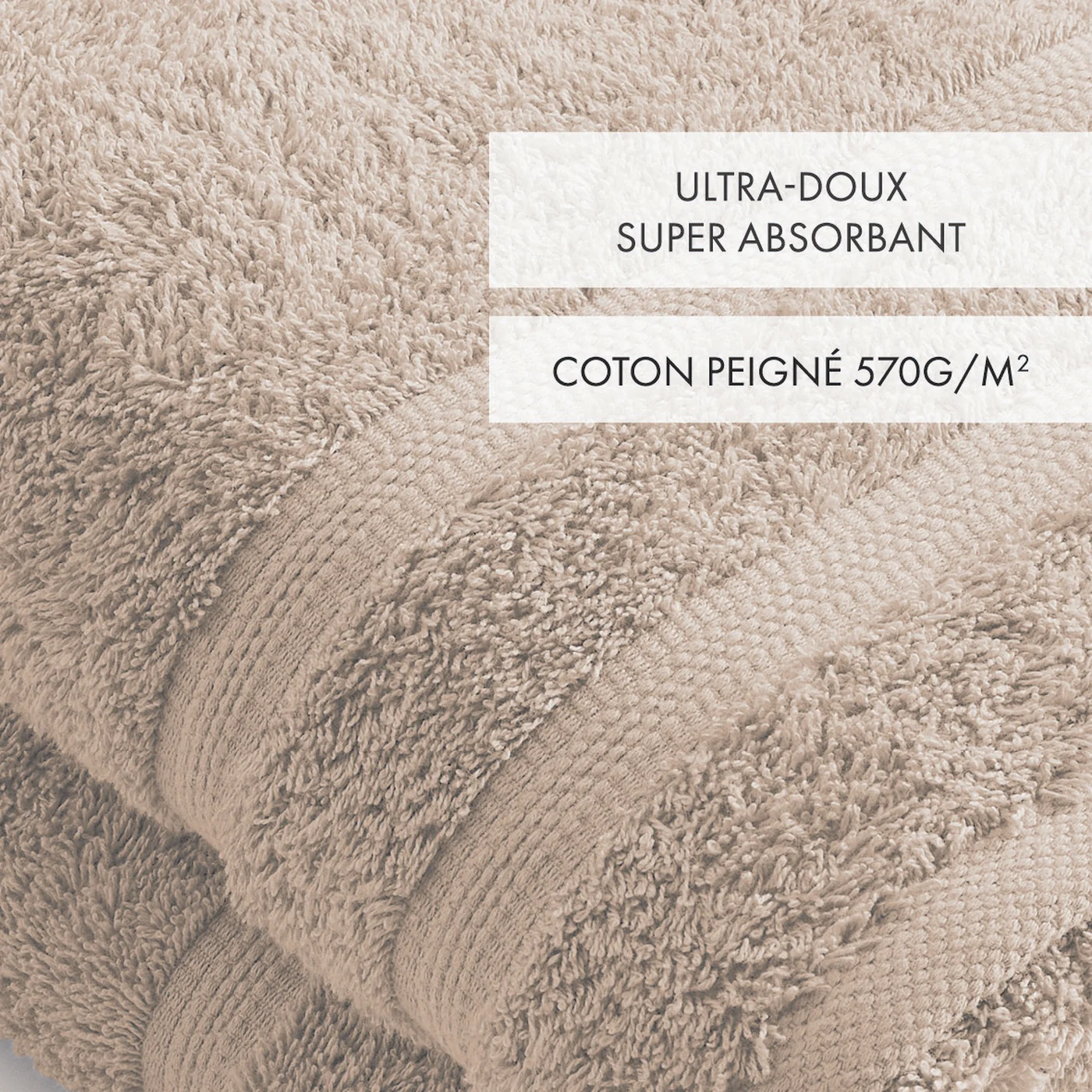 Set De 2 Draps De Bain - Taupe - Vague - Image 3