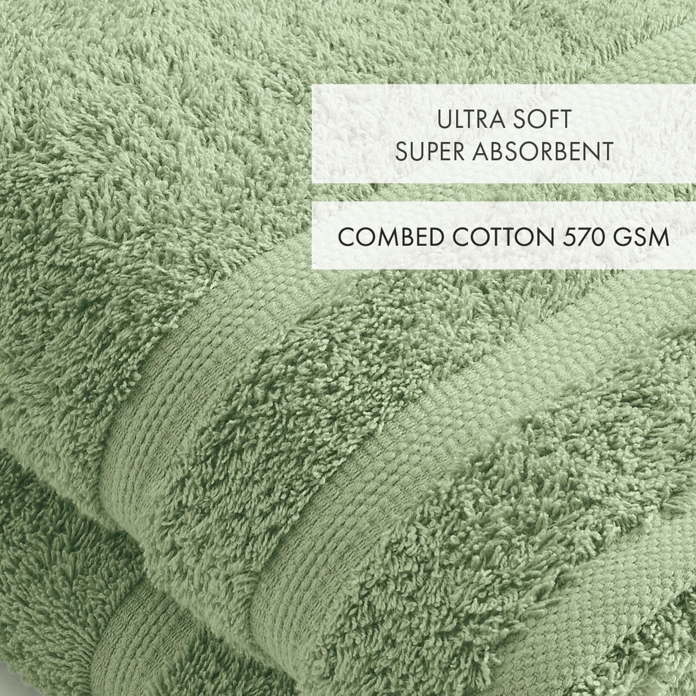 Set De 2 Draps De Bain - Vert Amande - Vague - Image 3